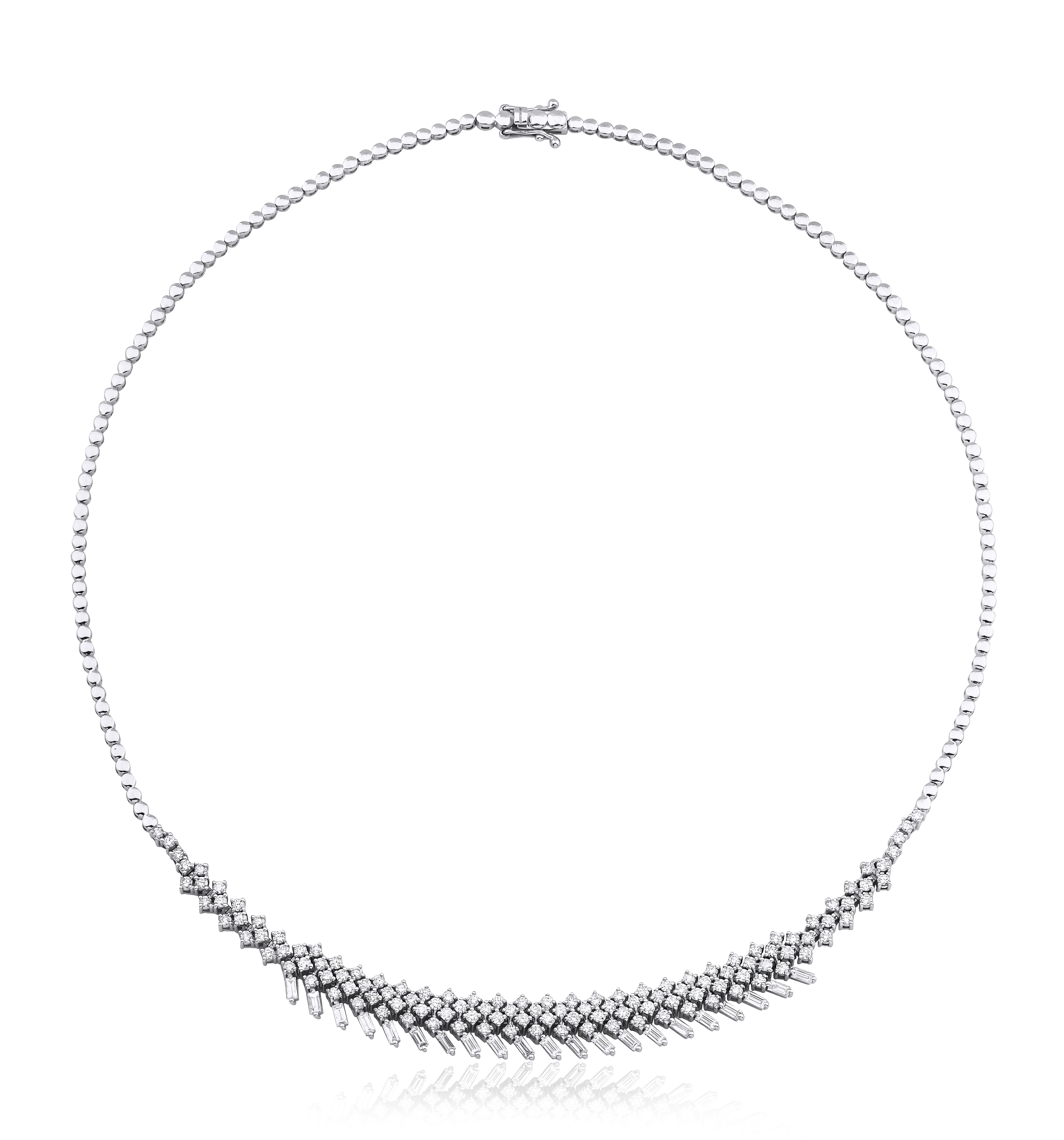 5.50 Karat Baget ve Yuvarlak Pırlantalı Özel Tasarım Gerdanlık-RNF1398 | Gerdanlık | Ronaff Pırlanta | Tektaş Yüzük, Pırlanta Yüzük, Kolye, Küpe