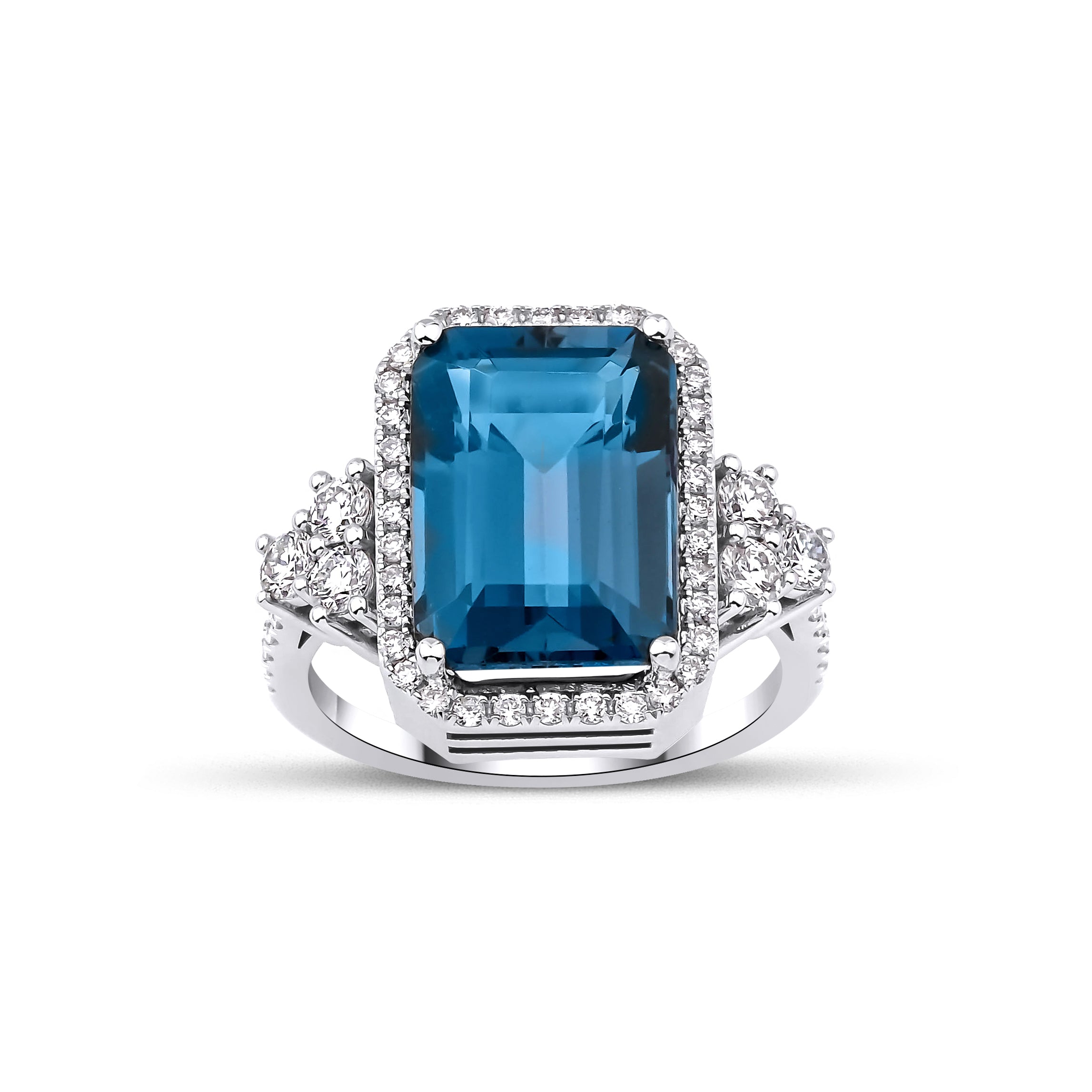 5.20 Karat London Blue Topaz & 1.20 Karat Pırlantalı Yüzük-RNF1349 | Renkli Taşlı Yüzükler | Ronaff Pırlanta | Tektaş Yüzük, Pırlanta Yüzük, Kolye, Küpe