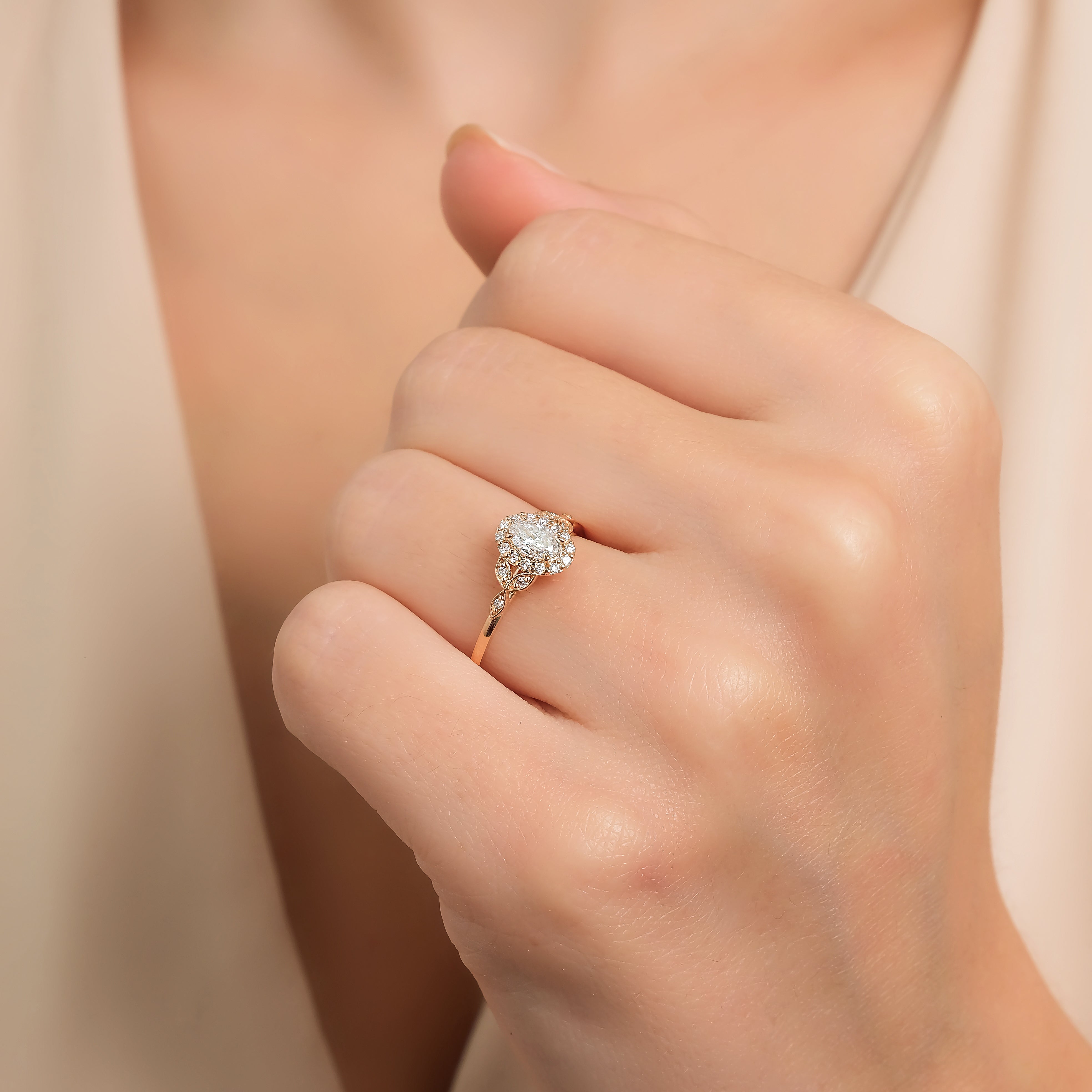 0.40 Carat Oval 0.08 Carat Round Cut GIA/HRD Certified Solitaire Ring-RNF1422