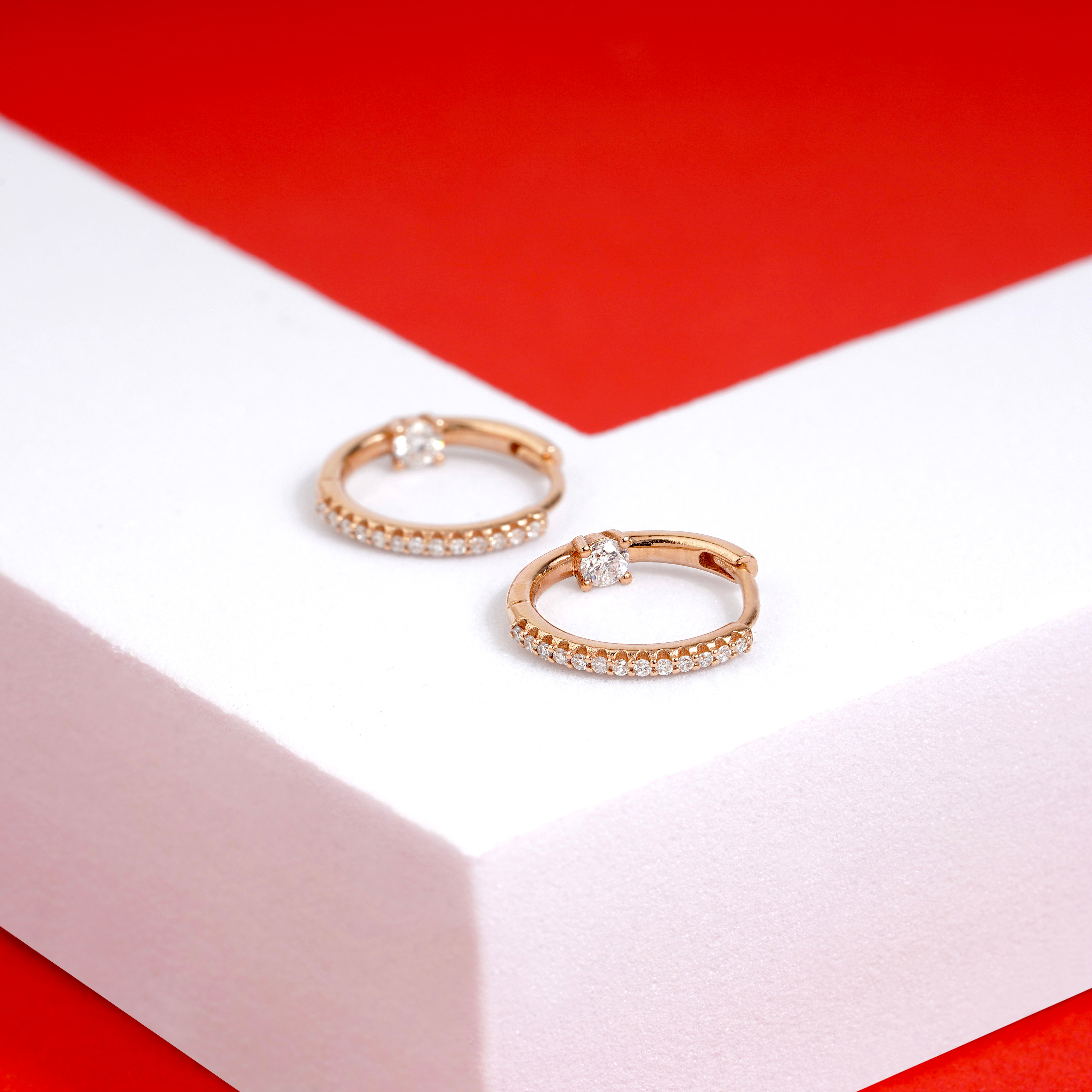 0.30 Karat Pırlantalı Özel Tasarım Halka Küpe - RNF1390 | Pırlanta Küpe | Ronaff Pırlanta | Tektaş Yüzük, Pırlanta Yüzük, Kolye, Küpe