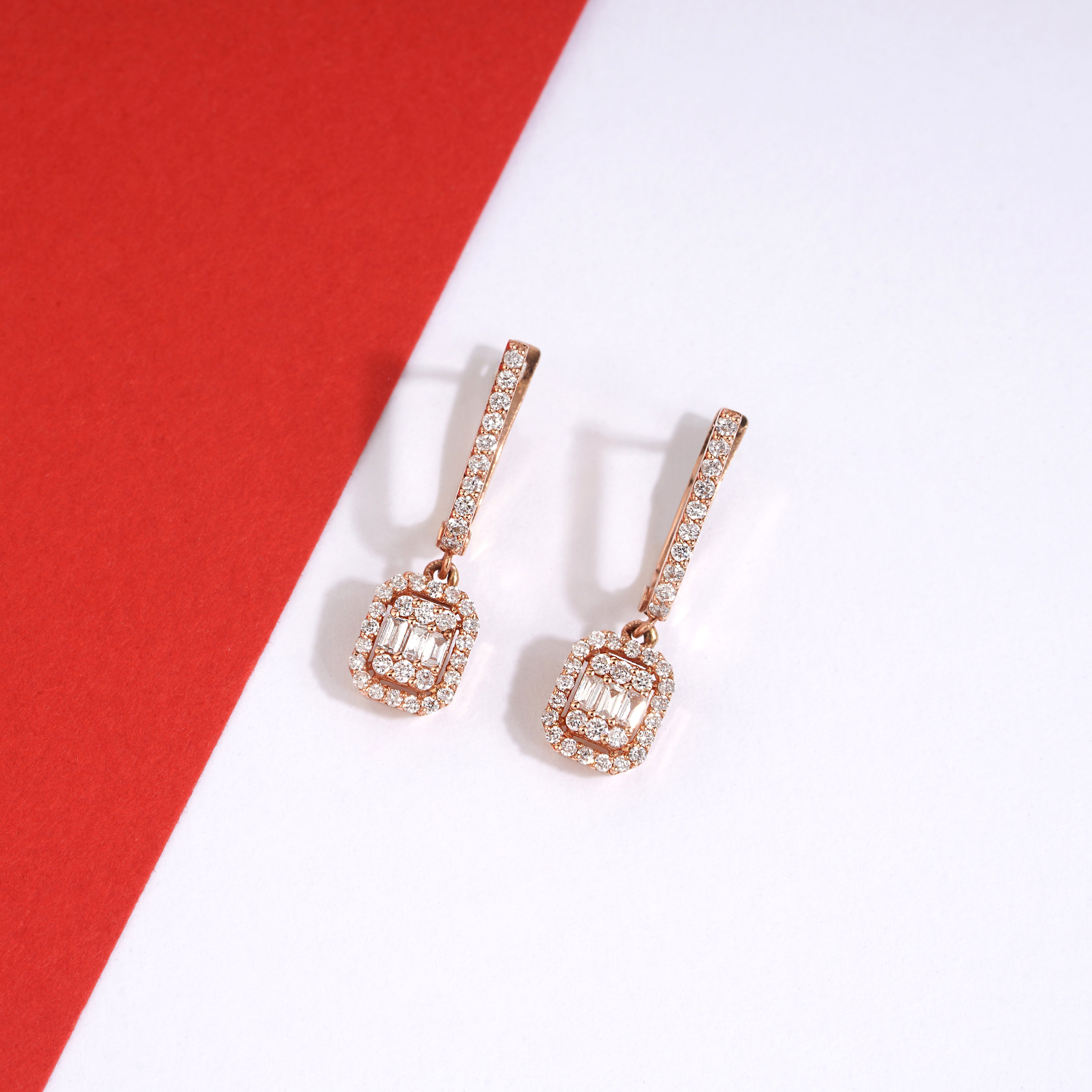 1.15 Karat Pırlanta Rose Baget Küpe - RNF0414 | Pırlanta Küpe | Ronaff Pırlanta | Tektaş Yüzük, Pırlanta Yüzük, Kolye, Küpe