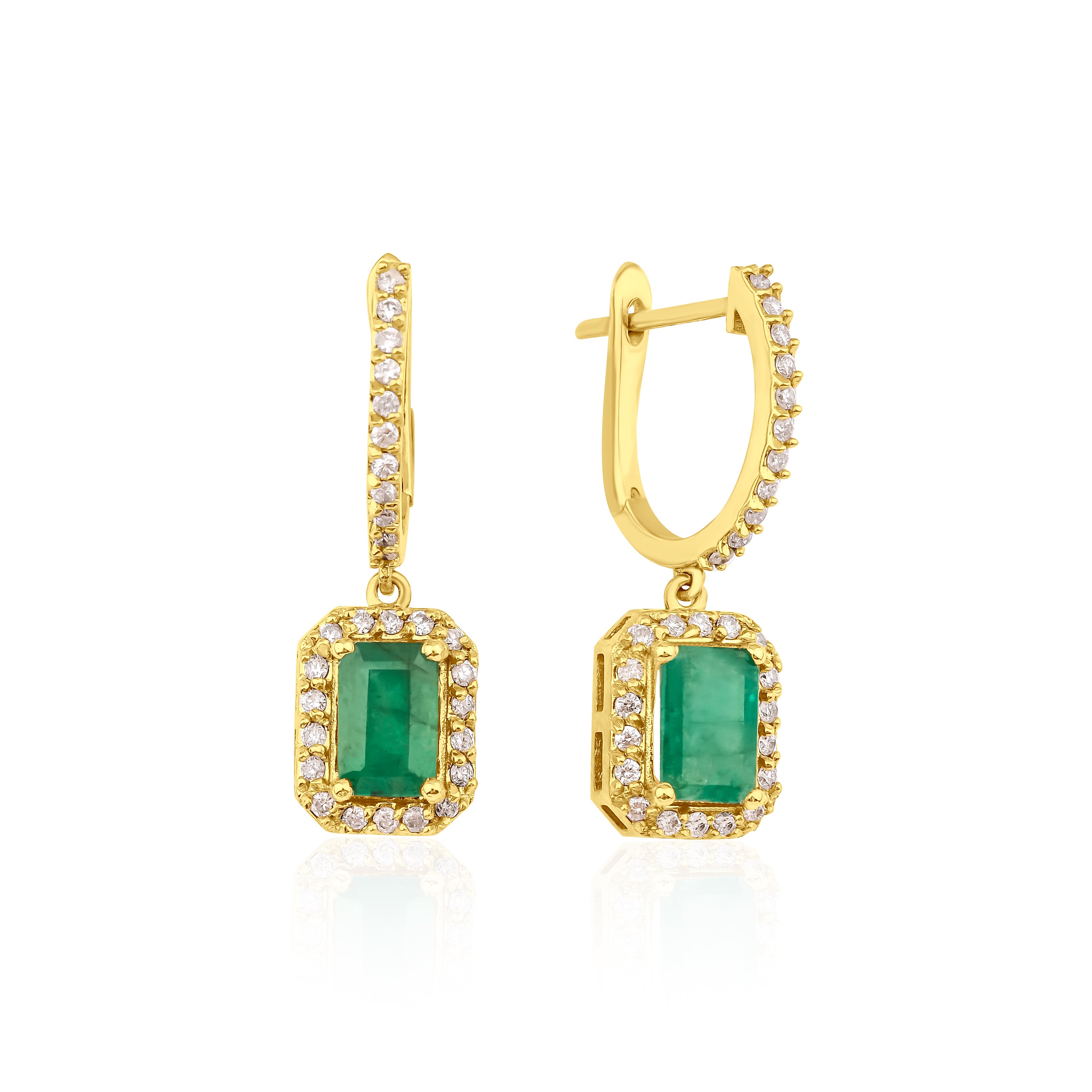 1.60 Karat Baget Kesim Zümrüt Pırlantalı Küpe - RNF0353 | Renkli Taşlı Küpe | Ronaff Pırlanta | Tektaş Yüzük, Pırlanta Yüzük, Kolye, Küpe