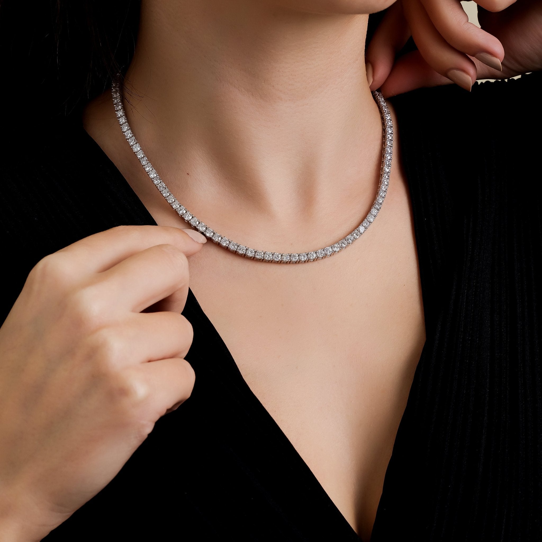 8.00 Karat Pırlanta Özel Tasarım Su Yolu Gerdanlık - RNF01012 | Gerdanlık | Ronaff Pırlanta | Tektaş Yüzük, Pırlanta Yüzük, Kolye, Küpe