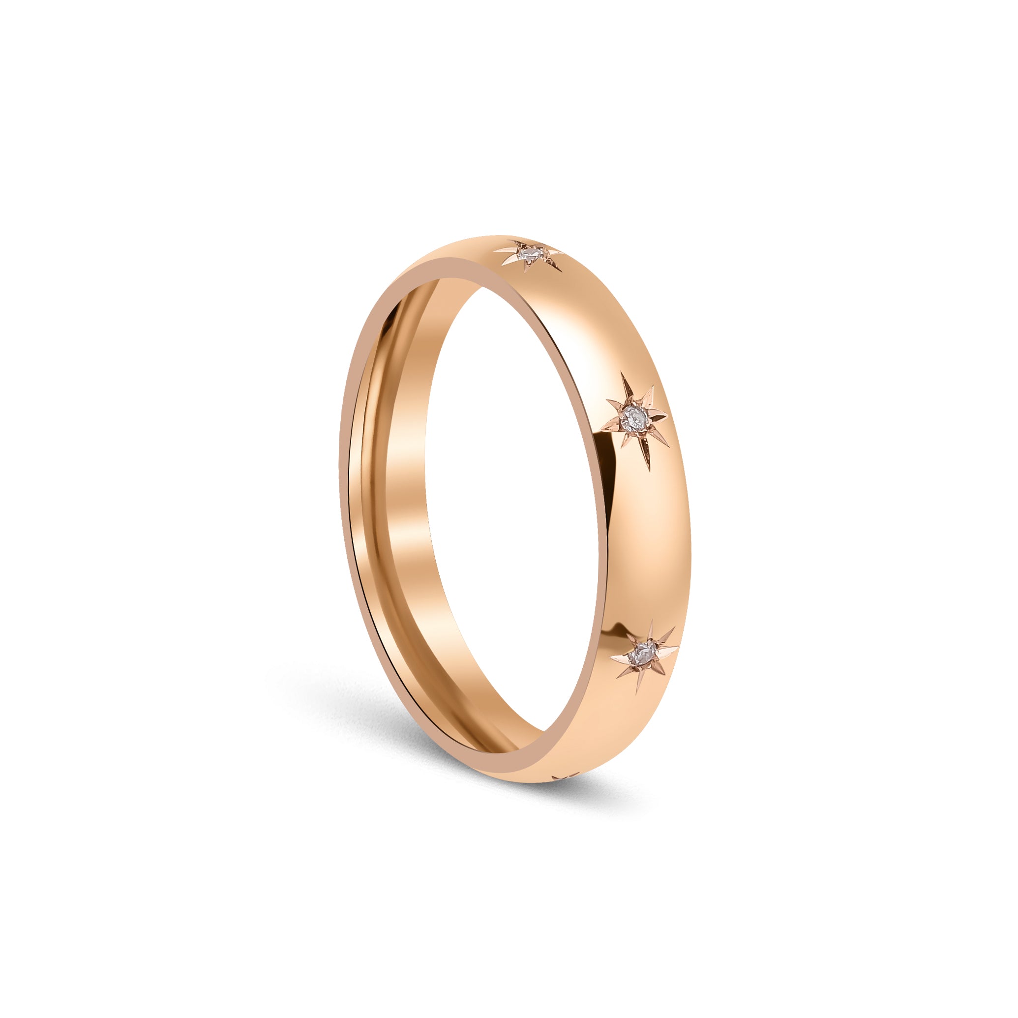 0.08 Karat Yuvarlak Kesim Pırlanta Kutup Yıldızı Desenli Bombeli Alyans - RNF0873 | Tasarım Alyans | Ronaff Pırlanta | Tektaş Yüzük, Pırlanta Yüzük, Kolye, Küpe