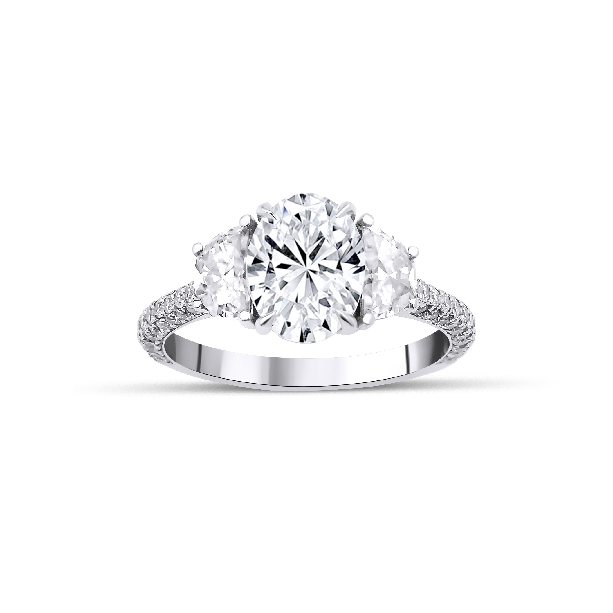 1.50 Karat Oval Merkez & 0.60 Karat Oval Yan & 0.40 Karat Yuvarlak Kenar Pırlanta Tektaş Yüzük - RNF0869 | Tektaş Pırlanta | Ronaff Pırlanta | Tektaş Yüzük, Pırlanta Yüzük, Kolye, Küpe