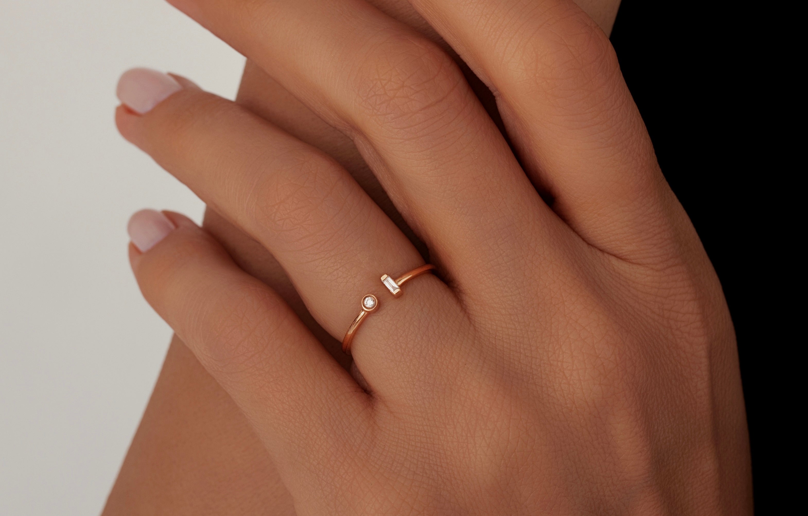 0.08 Karat Yuvarlak/Baget Kesim Minimal Pırlanta Yüzük-RNF1381 | Pırlanta Yüzük | Ronaff Pırlanta | Tektaş Yüzük, Pırlanta Yüzük, Kolye, Küpe