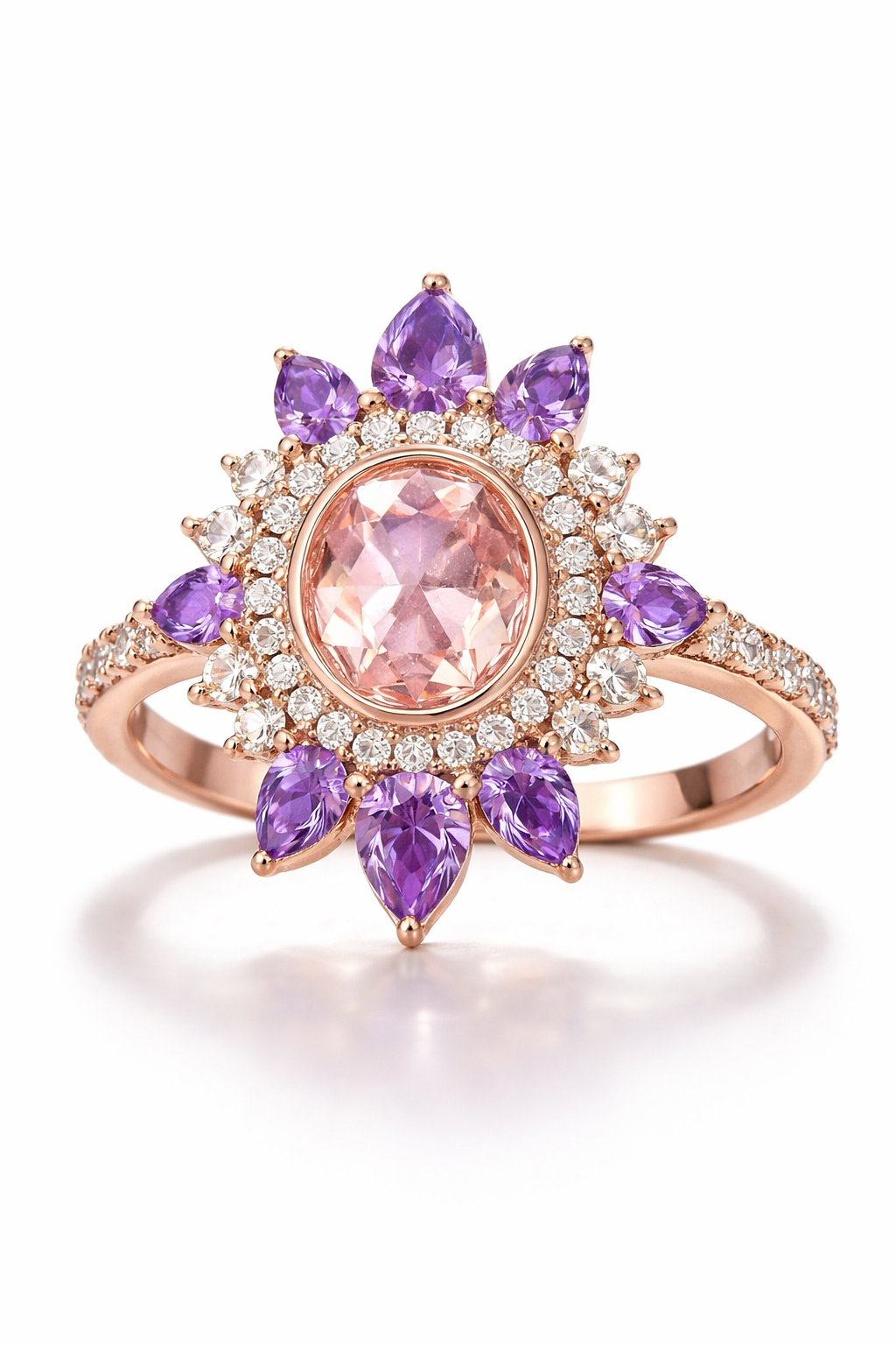1.20 Karat Morganit & 1.60 Karat Ametist Pırlanta Yüzük RNF1474 | Renkli Taşlı Yüzük | Ronaff Pırlanta | Tektaş Yüzük, Pırlanta Yüzük, Kolye, Küpe