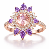 1.20 Karat Morganit & 1.60 Karat Ametist Pırlanta Yüzük RNF1474 | Renkli Taşlı Yüzük | Ronaff Pırlanta | Tektaş Yüzük, Pırlanta Yüzük, Kolye, Küpe
