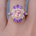 1.20 Karat Morganit & 1.60 Karat Ametist Pırlanta Yüzük RNF1474 | Renkli Taşlı Yüzük | Ronaff Pırlanta | Tektaş Yüzük, Pırlanta Yüzük, Kolye, Küpe