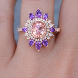 1.20 Karat Morganit & 1.60 Karat Ametist Pırlanta Yüzük RNF1474 | Renkli Taşlı Yüzük | Ronaff Pırlanta | Tektaş Yüzük, Pırlanta Yüzük, Kolye, Küpe