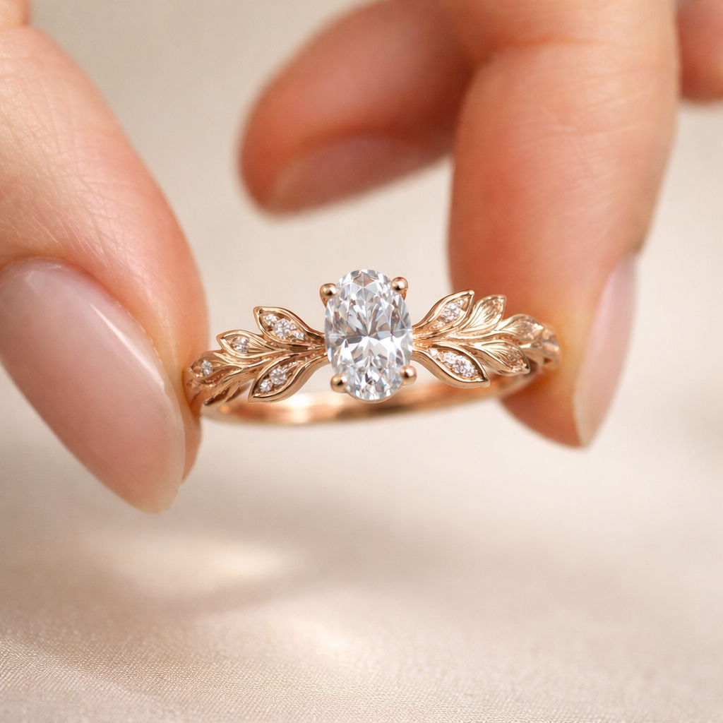 0.50 Karat GIA/HRD Sertifikalı Yaprak Motifli Oval Tektaş Pırlanta Yüzük RNF1445 | Tektaş Yüzükler | Ronaff Pırlanta | Tektaş Yüzük, Pırlanta Yüzük, Kolye, Küpe