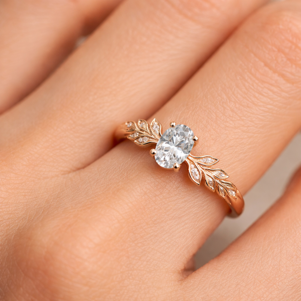 0.50 Karat GIA/HRD Sertifikalı Yaprak Motifli Oval Tektaş Pırlanta Yüzük RNF1445 | Tektaş Yüzükler | Ronaff Pırlanta | Tektaş Yüzük, Pırlanta Yüzük, Kolye, Küpe