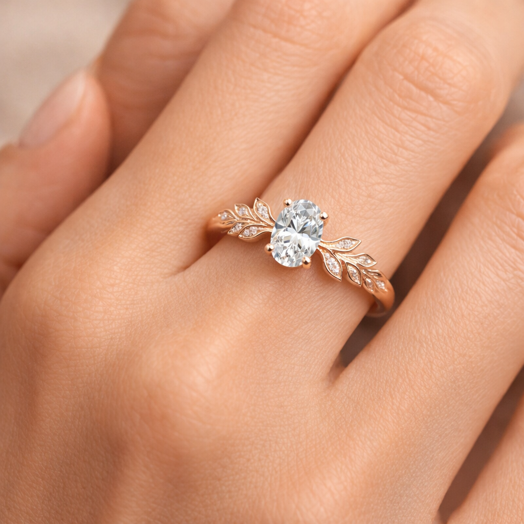 0.50 Karat GIA/HRD Sertifikalı Yaprak Motifli Oval Tektaş Pırlanta Yüzük RNF1445 | Tektaş Yüzükler | Ronaff Pırlanta | Tektaş Yüzük, Pırlanta Yüzük, Kolye, Küpe