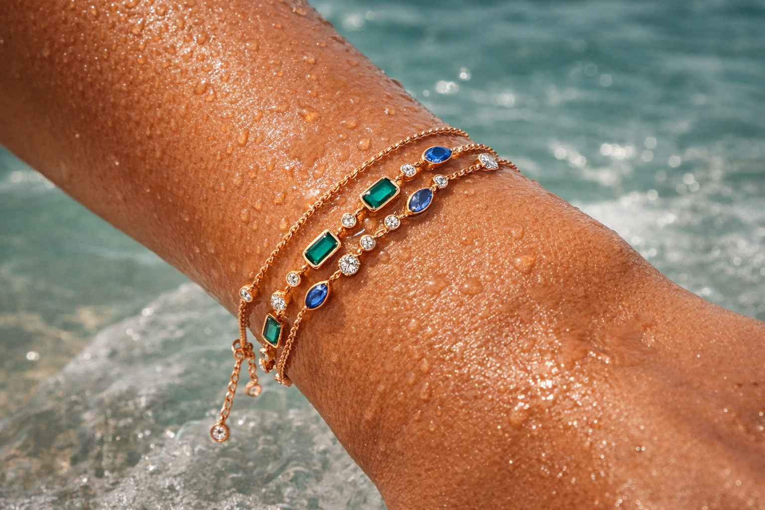 Zümrüt ve Safir Taşlı Pırlanta Bileklik RNF1462 | Altın Bileklik | Ronaff Pırlanta | Tektaş Yüzük, Pırlanta Yüzük, Kolye, Küpe