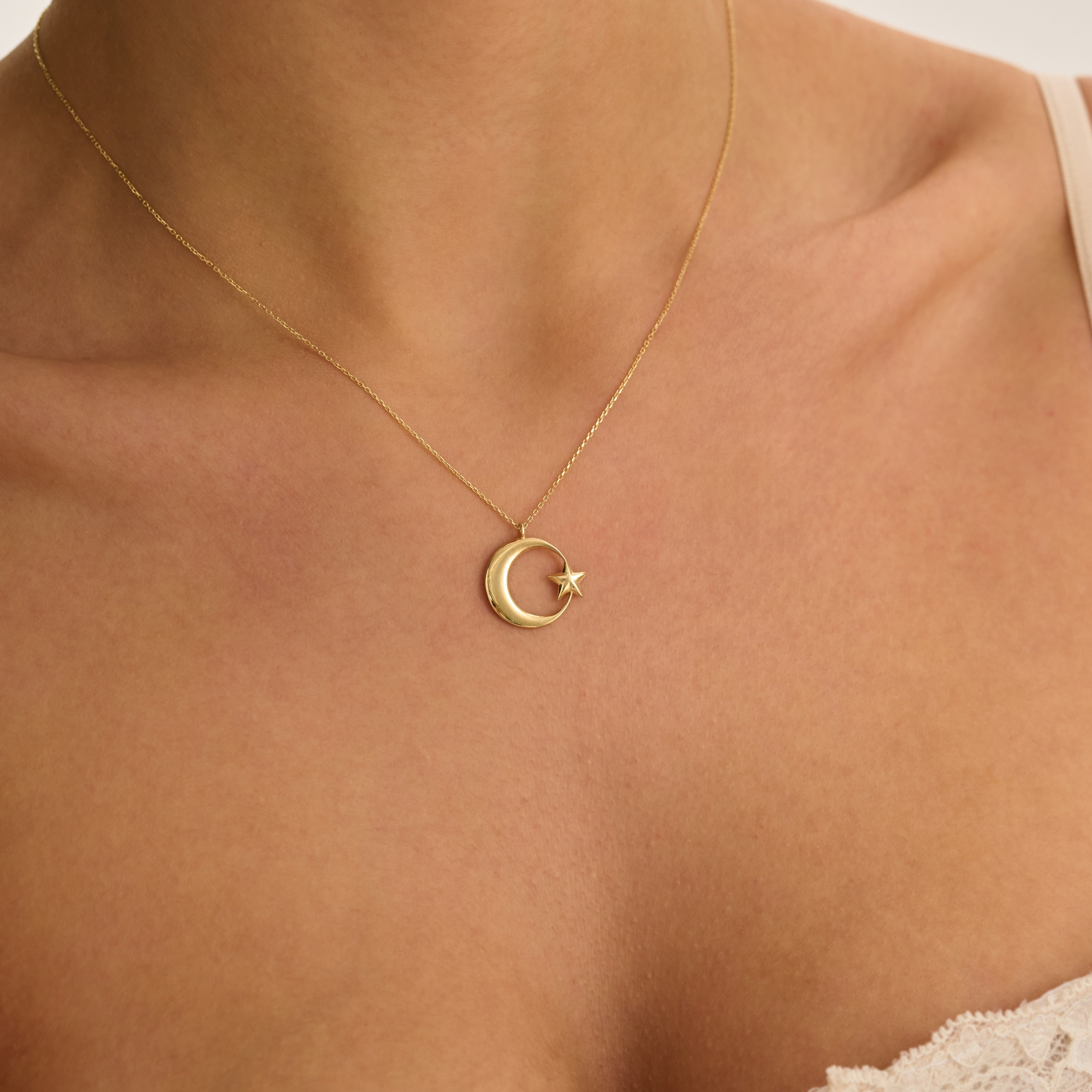 14 Ayar AY-YILDIZ Tasarım Altın Kolye RG016 | altın | Ronaff Pırlanta | Tektaş Yüzük, Pırlanta Yüzük, Kolye, Küpe