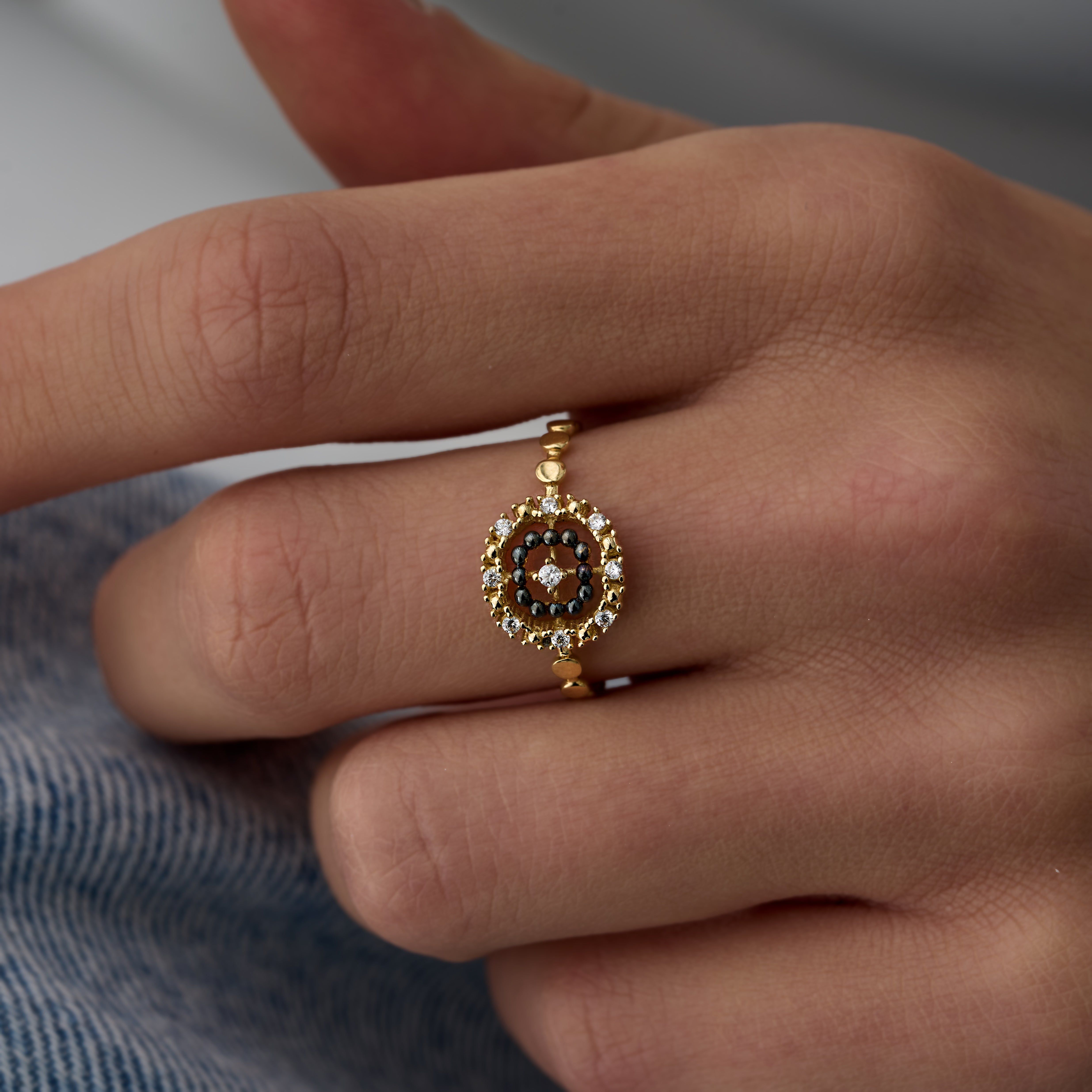 14 Ayar Black & White Diamond 14K Altın Çiçek Tasarımı Altın Yüzük RG026 | altın | Ronaff Pırlanta | Tektaş Yüzük, Pırlanta Yüzük, Kolye, Küpe