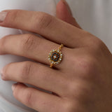 14 Ayar Black & White Diamond 14K Altın Çiçek Tasarımı Altın Yüzük RG026 | altın | Ronaff Pırlanta | Tektaş Yüzük, Pırlanta Yüzük, Kolye, Küpe