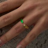 14 Ayar Yeşil Mine ve Pırlantalı Cuff Altın Yüzük RG028 | altın | Ronaff Pırlanta | Tektaş Yüzük, Pırlanta Yüzük, Kolye, Küpe