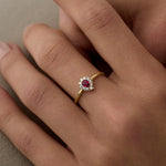 14 Ayar Altın Yakut Taşlı Halo Pırlanta Yüzük RG094 | altın | Ronaff Pırlanta | Tektaş Yüzük, Pırlanta Yüzük, Kolye, Küpe