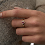 14 Ayar Altın Yakut Taşlı Halo Pırlanta Yüzük RG094 | altın | Ronaff Pırlanta | Tektaş Yüzük, Pırlanta Yüzük, Kolye, Küpe