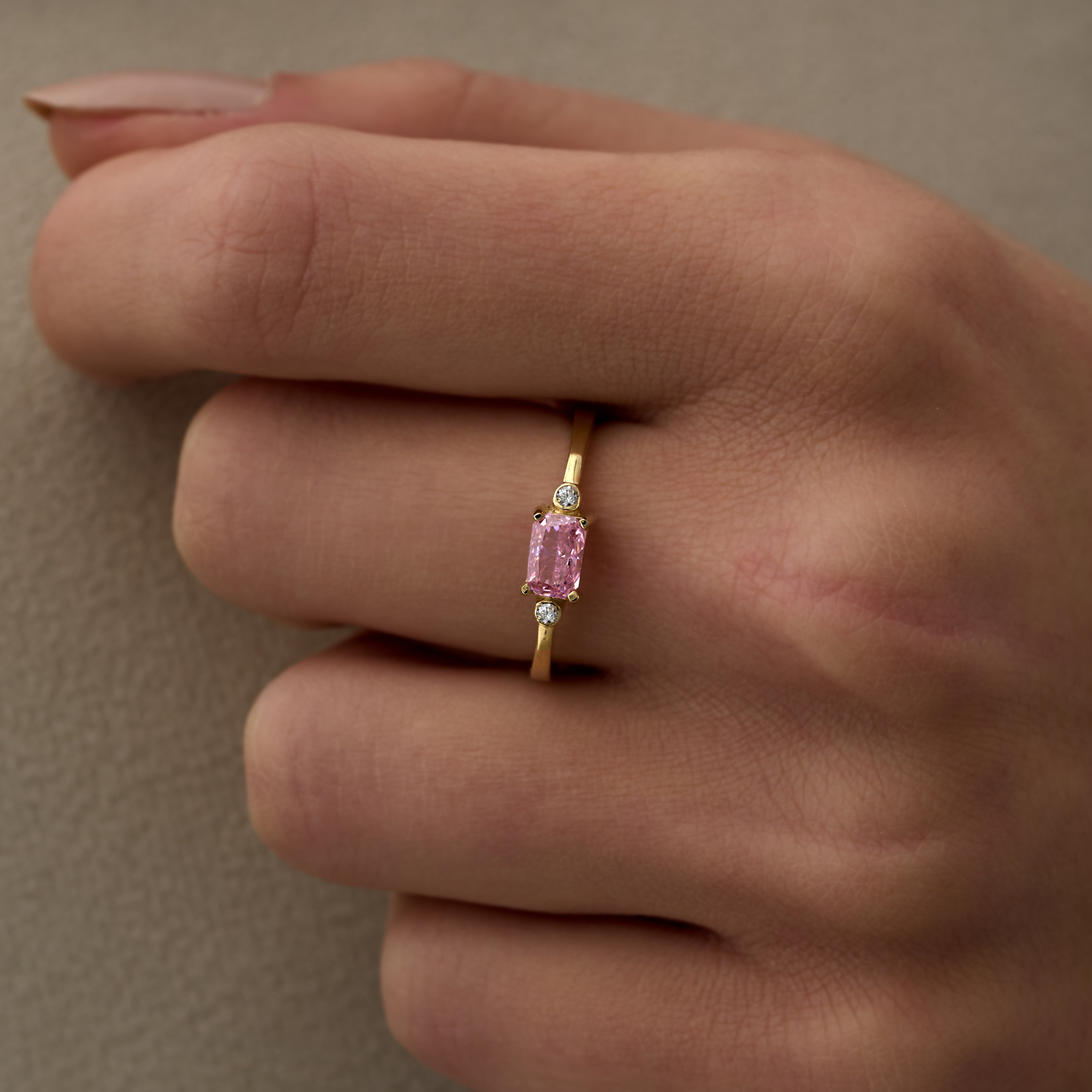 14 Ayar Altın Pembe Safir Taşlı Pırlanta Yüzük RG095 | altın | Ronaff Pırlanta | Tektaş Yüzük, Pırlanta Yüzük, Kolye, Küpe