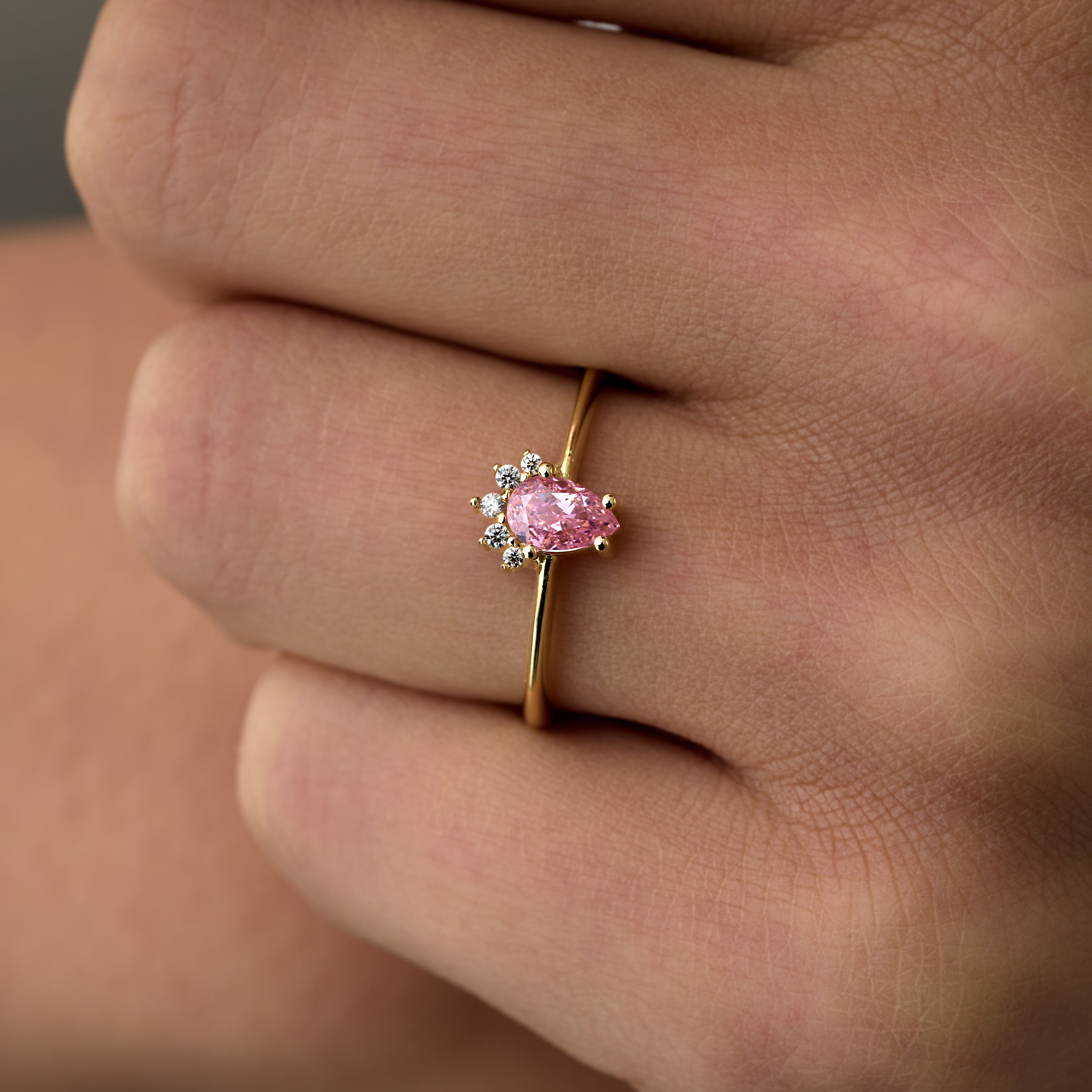 14 Ayar Altın Pembe Safir Taşlı Zarif Yüzük RG032 | altın | Ronaff Pırlanta | Tektaş Yüzük, Pırlanta Yüzük, Kolye, Küpe