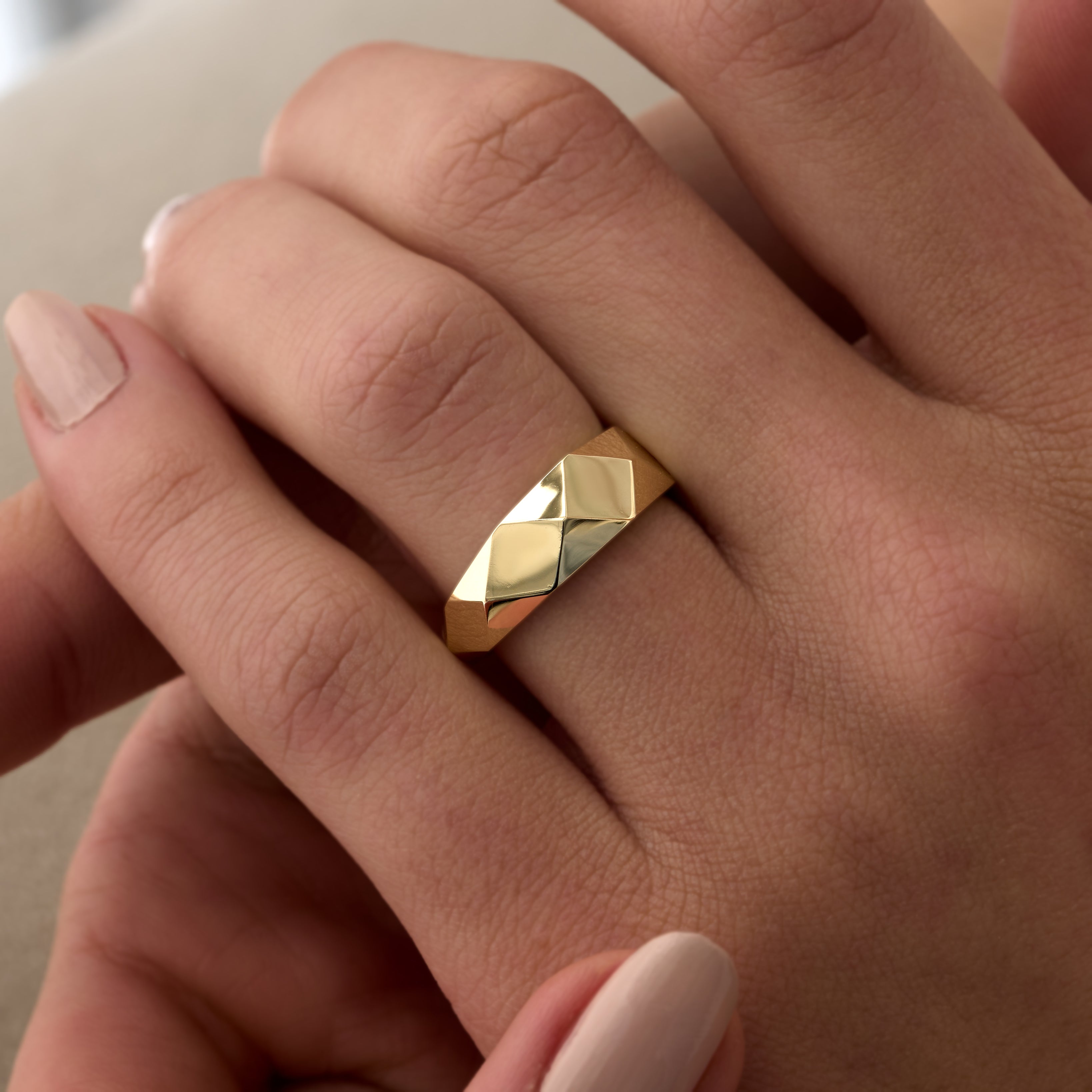 14 Ayar Altın Geometrik Kesim Minimal Yüzük RG035 | altın | Ronaff Pırlanta | Tektaş Yüzük, Pırlanta Yüzük, Kolye, Küpe
