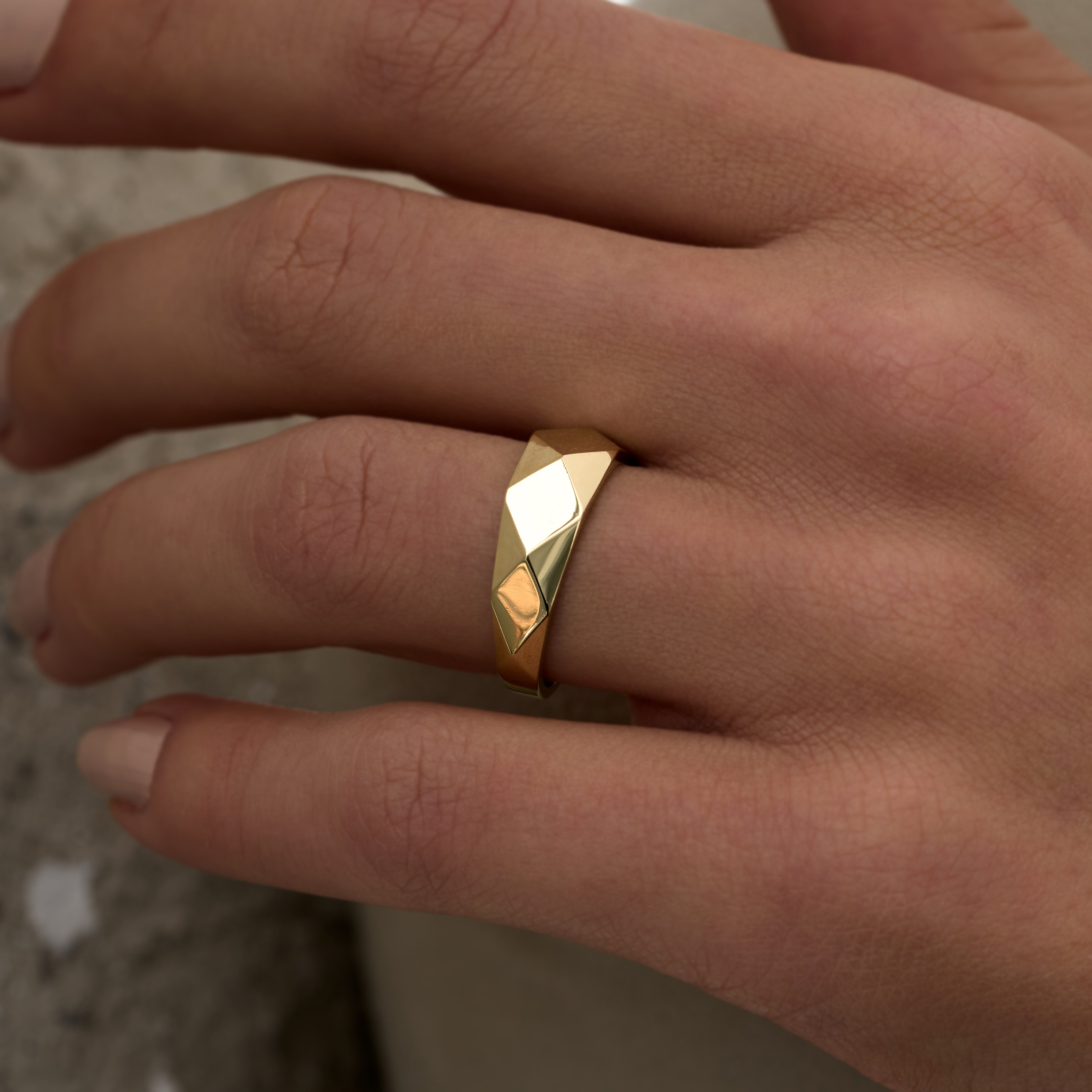 14 Ayar Altın Geometrik Kesim Minimal Yüzük RG035 | altın | Ronaff Pırlanta | Tektaş Yüzük, Pırlanta Yüzük, Kolye, Küpe