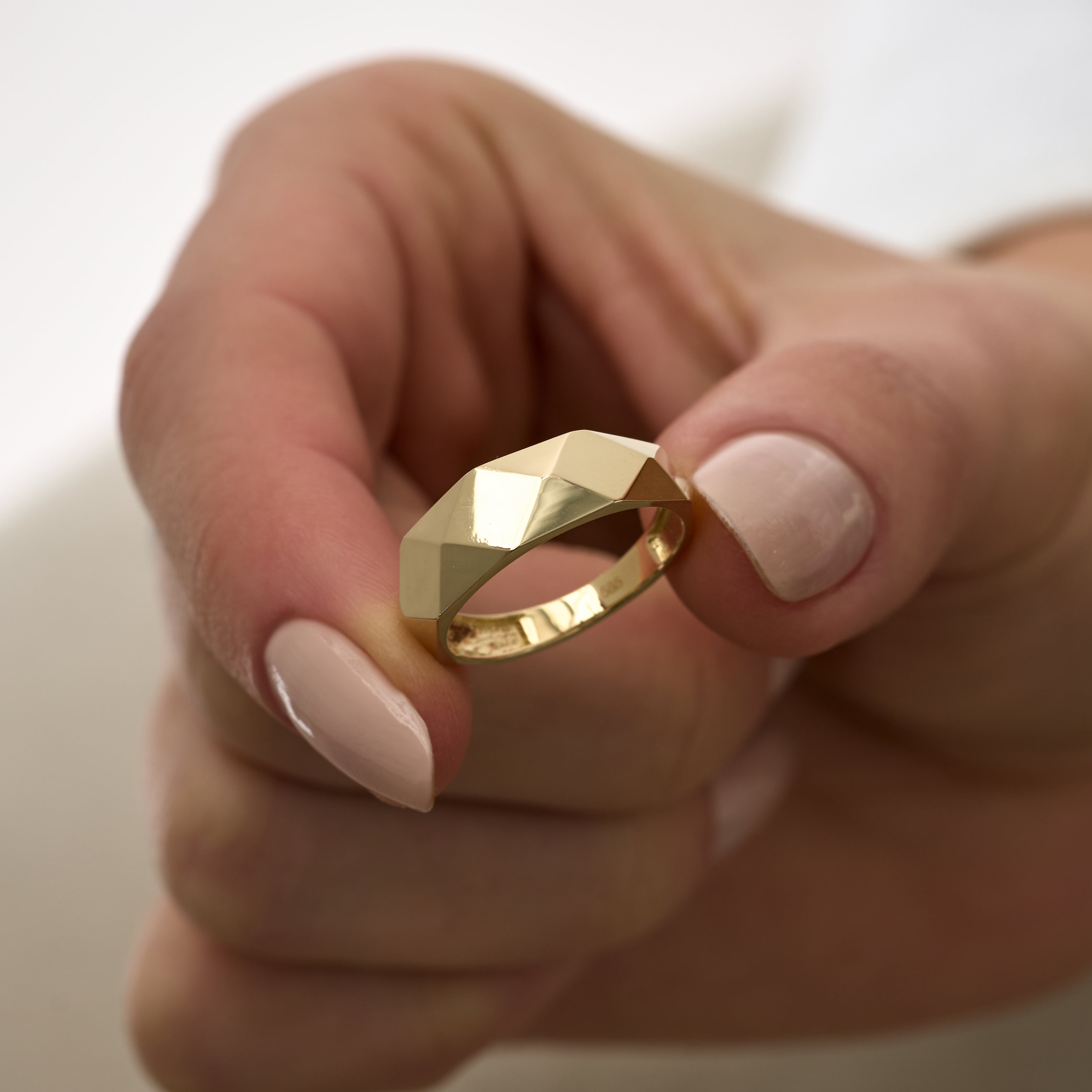 14 Ayar Altın Geometrik Kesim Minimal Yüzük RG035 | altın | Ronaff Pırlanta | Tektaş Yüzük, Pırlanta Yüzük, Kolye, Küpe
