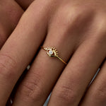 14 Ayar Altın Güneş Motifli Tektaş Pırlanta Yüzük RG040 | altın | Ronaff Pırlanta | Tektaş Yüzük, Pırlanta Yüzük, Kolye, Küpe