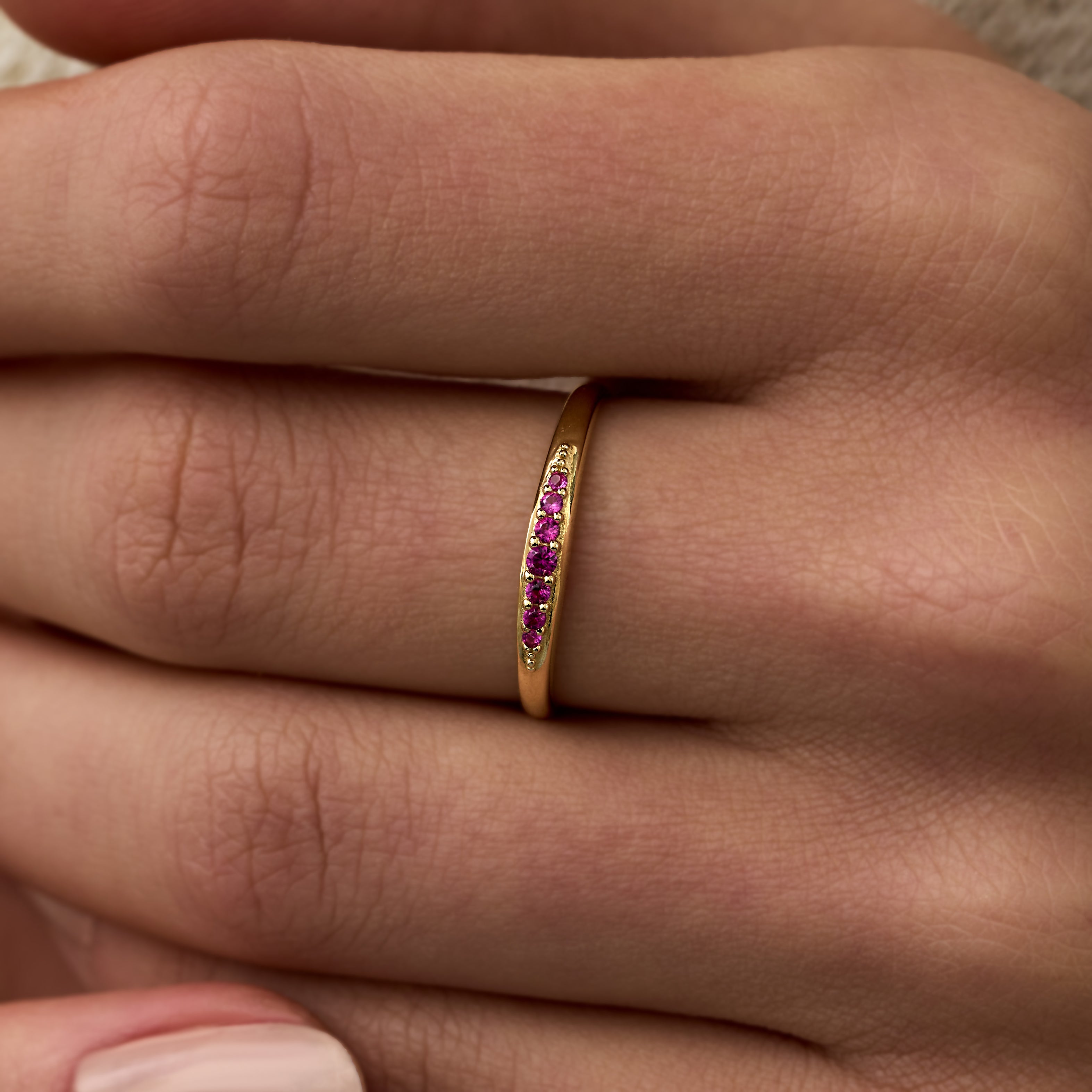 14 Ayar Altın Pembe Safir Taşlı Minimal Yüzük RG067 | altın | Ronaff Pırlanta | Tektaş Yüzük, Pırlanta Yüzük, Kolye, Küpe