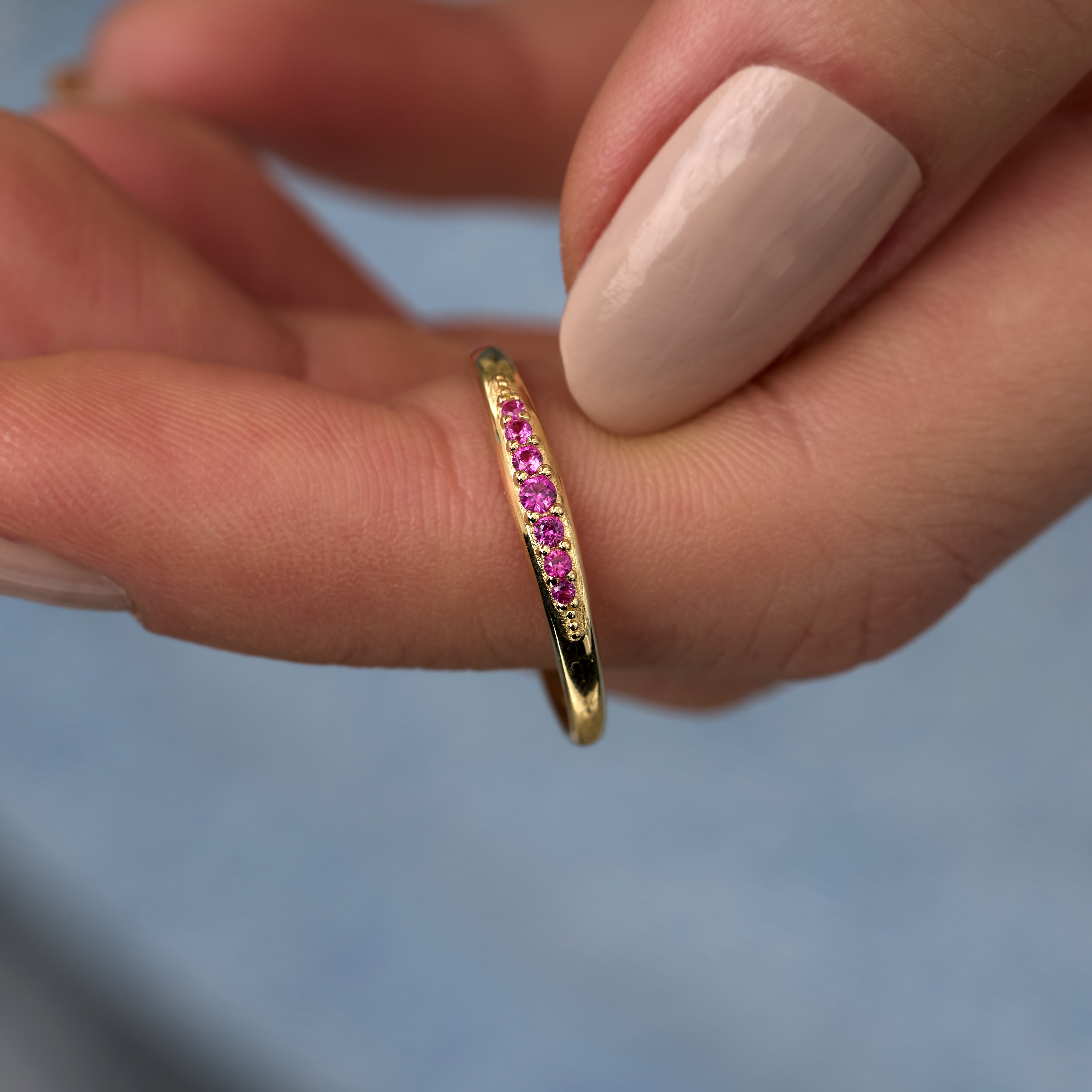 14 Ayar Altın Pembe Safir Taşlı Minimal Yüzük RG067 | altın | Ronaff Pırlanta | Tektaş Yüzük, Pırlanta Yüzük, Kolye, Küpe