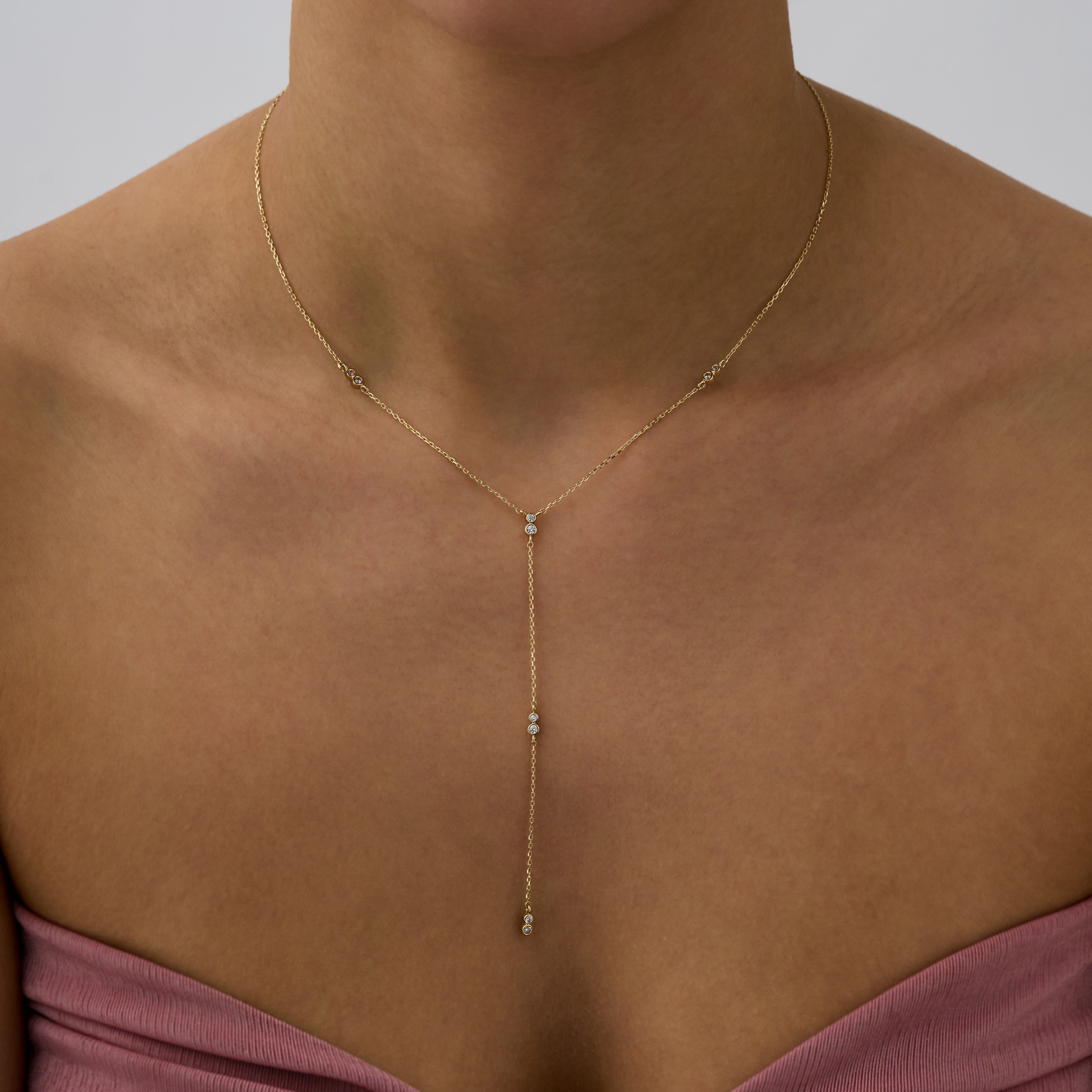 14 Ayar Altın Şelale Zincir Detaylı Pırlanta Kolye RG078 | altın | Ronaff Pırlanta | Tektaş Yüzük, Pırlanta Yüzük, Kolye, Küpe