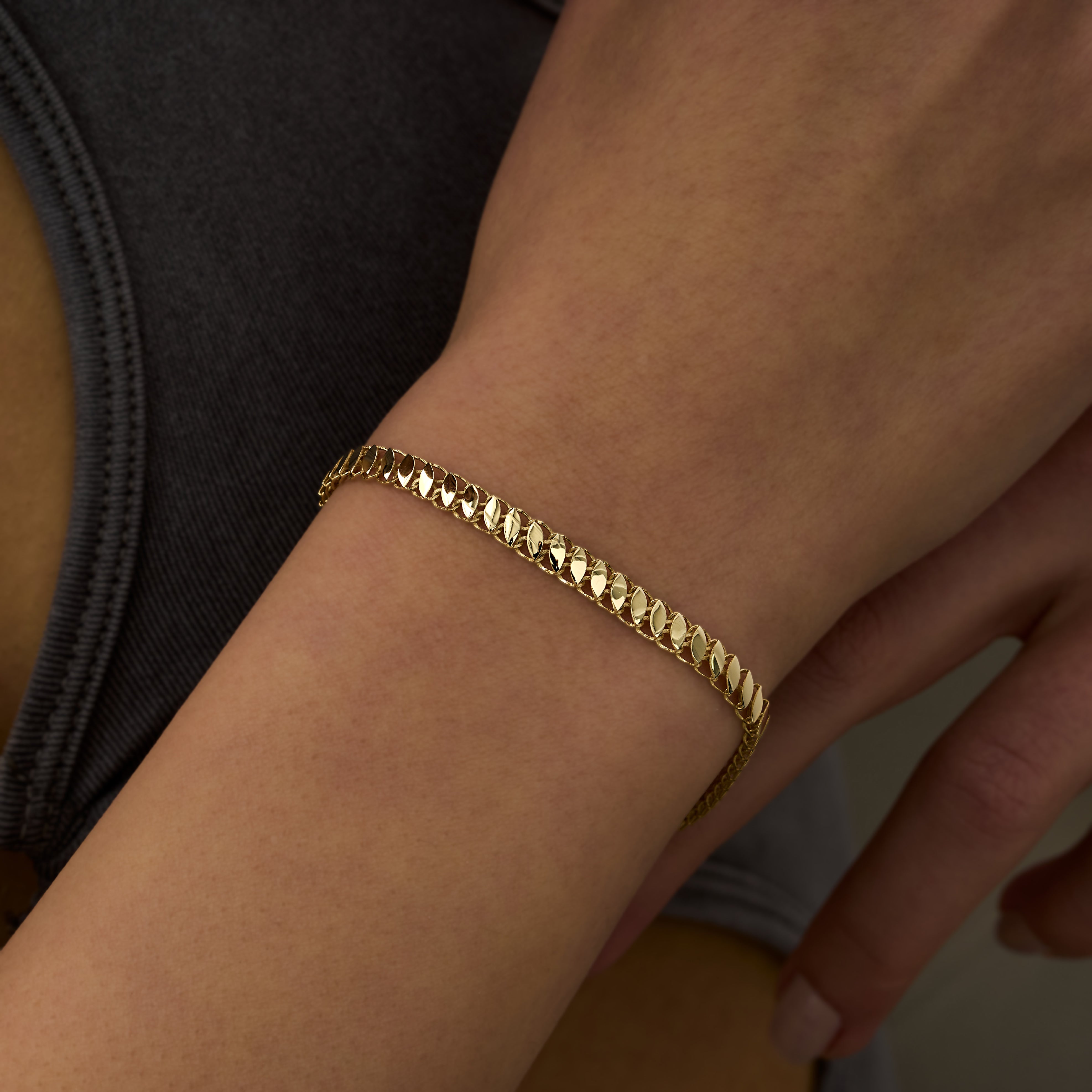 14 Ayar Altın Balık Sırtı Desenli Bileklik RG085 | altın | Ronaff Pırlanta | Tektaş Yüzük, Pırlanta Yüzük, Kolye, Küpe