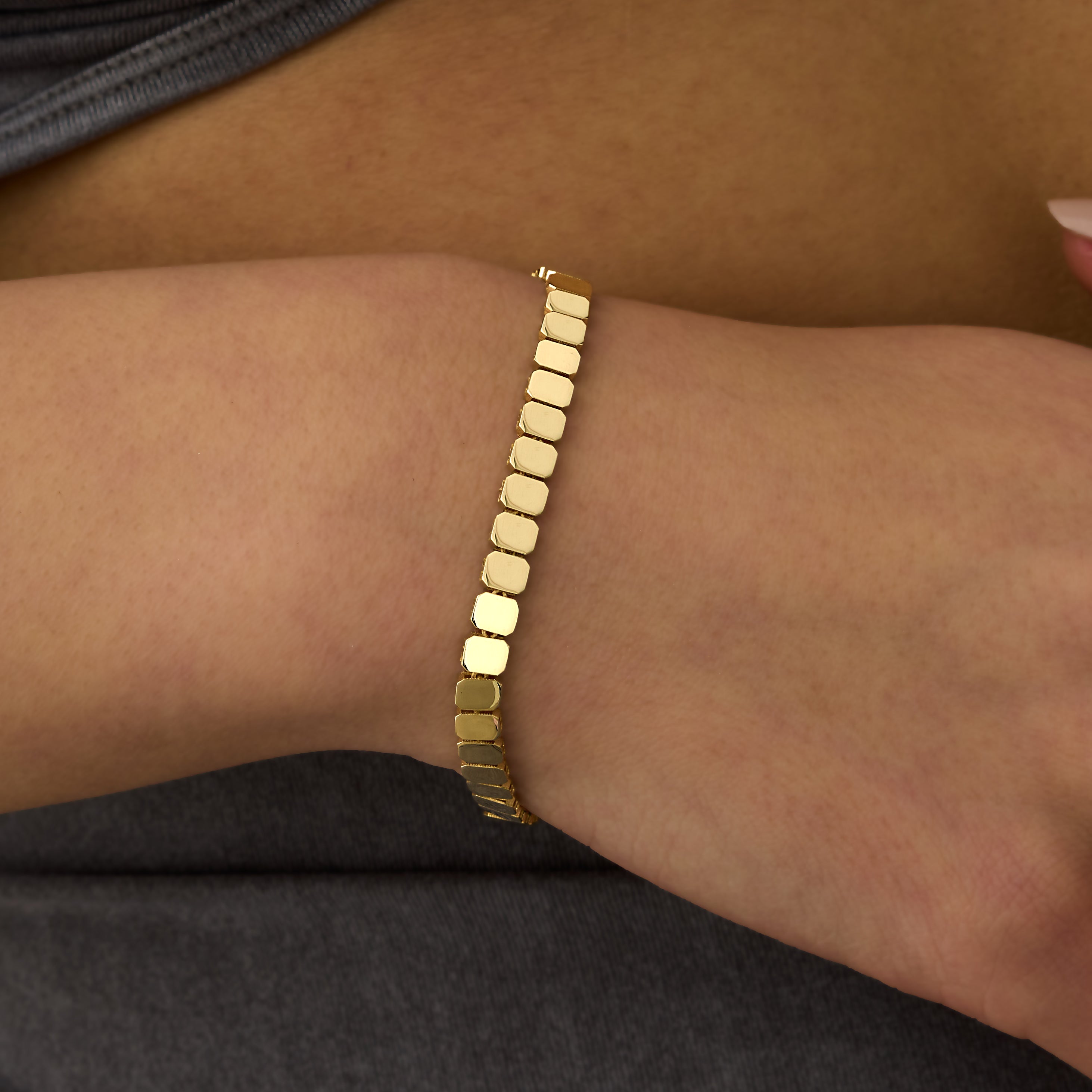 14 Ayar Altın Oval Plaka Bileklik RG086 | altın | Ronaff Pırlanta | Tektaş Yüzük, Pırlanta Yüzük, Kolye, Küpe