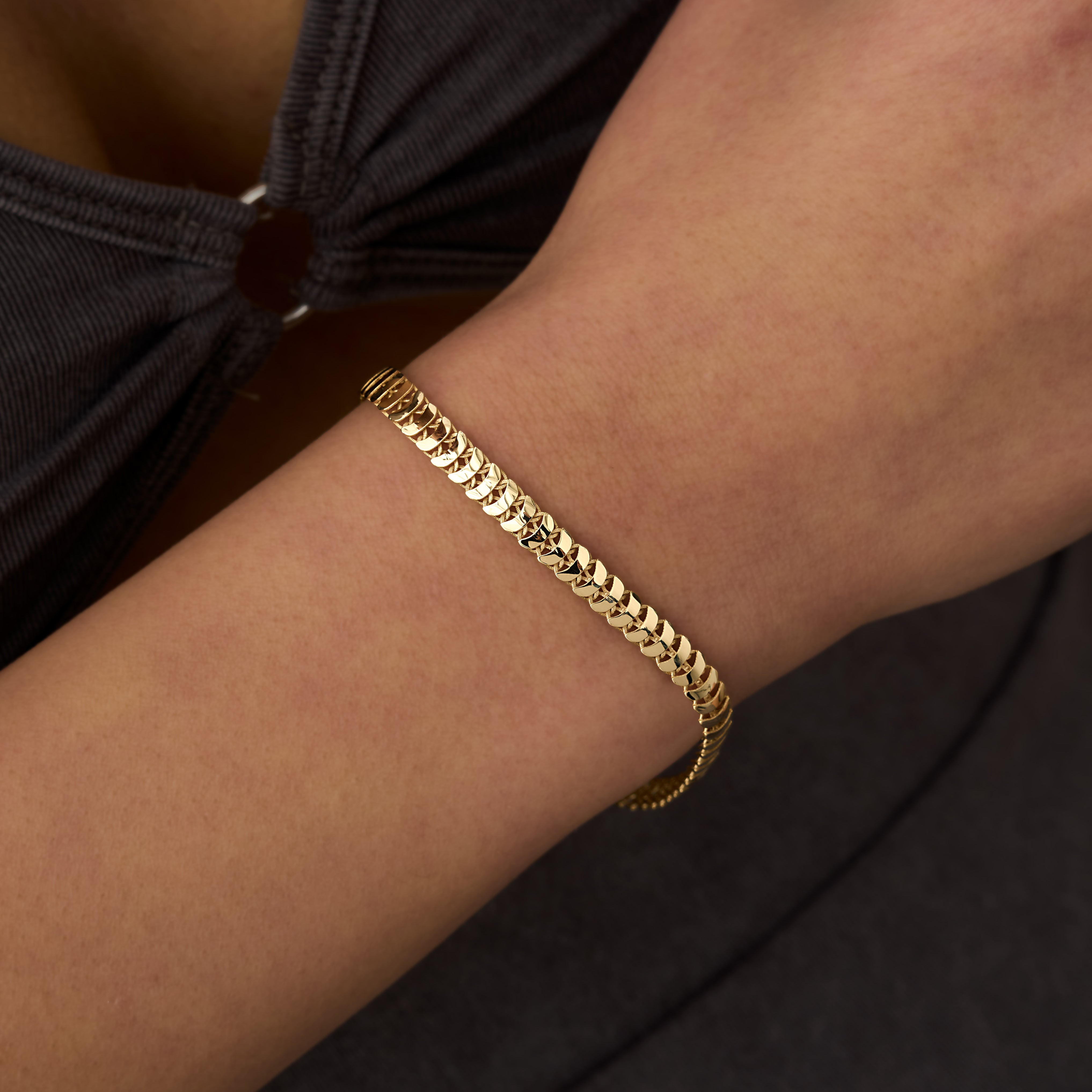 14 Ayar Altın Kavisli Zincir Bileklik RG088 | altın | Ronaff Pırlanta | Tektaş Yüzük, Pırlanta Yüzük, Kolye, Küpe