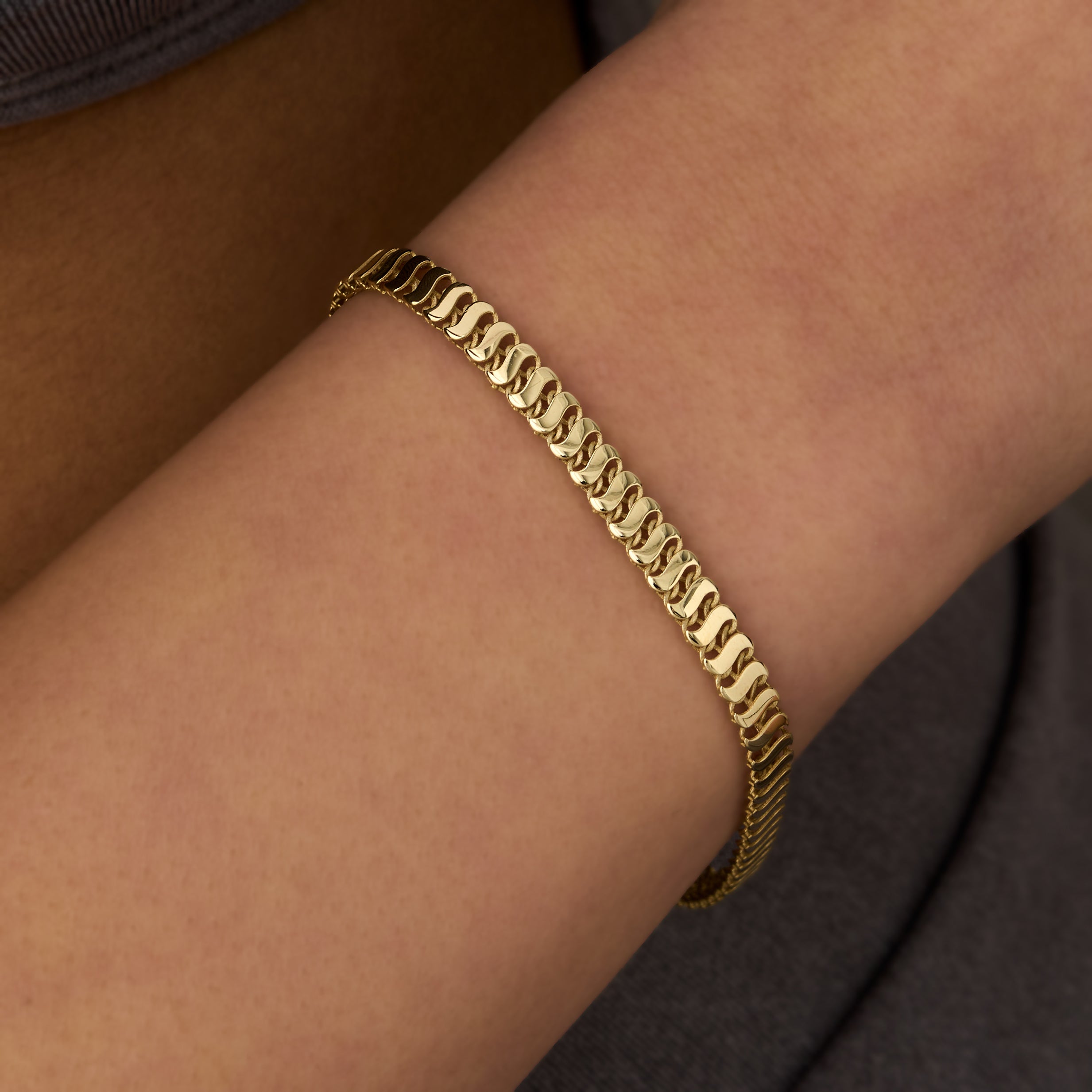 14 Ayar Altın Dalga Desenli Bileklik RG090 | altın | Ronaff Pırlanta | Tektaş Yüzük, Pırlanta Yüzük, Kolye, Küpe