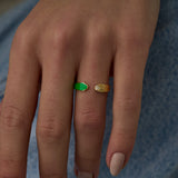 14 Ayar Yeşil Mine ve Pırlantalı Cuff Altın Yüzük RG028 | altın | Ronaff Pırlanta | Tektaş Yüzük, Pırlanta Yüzük, Kolye, Küpe