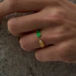 14 Ayar Yeşil Mine ve Pırlantalı Cuff Altın Yüzük RG028 | altın | Ronaff Pırlanta | Tektaş Yüzük, Pırlanta Yüzük, Kolye, Küpe