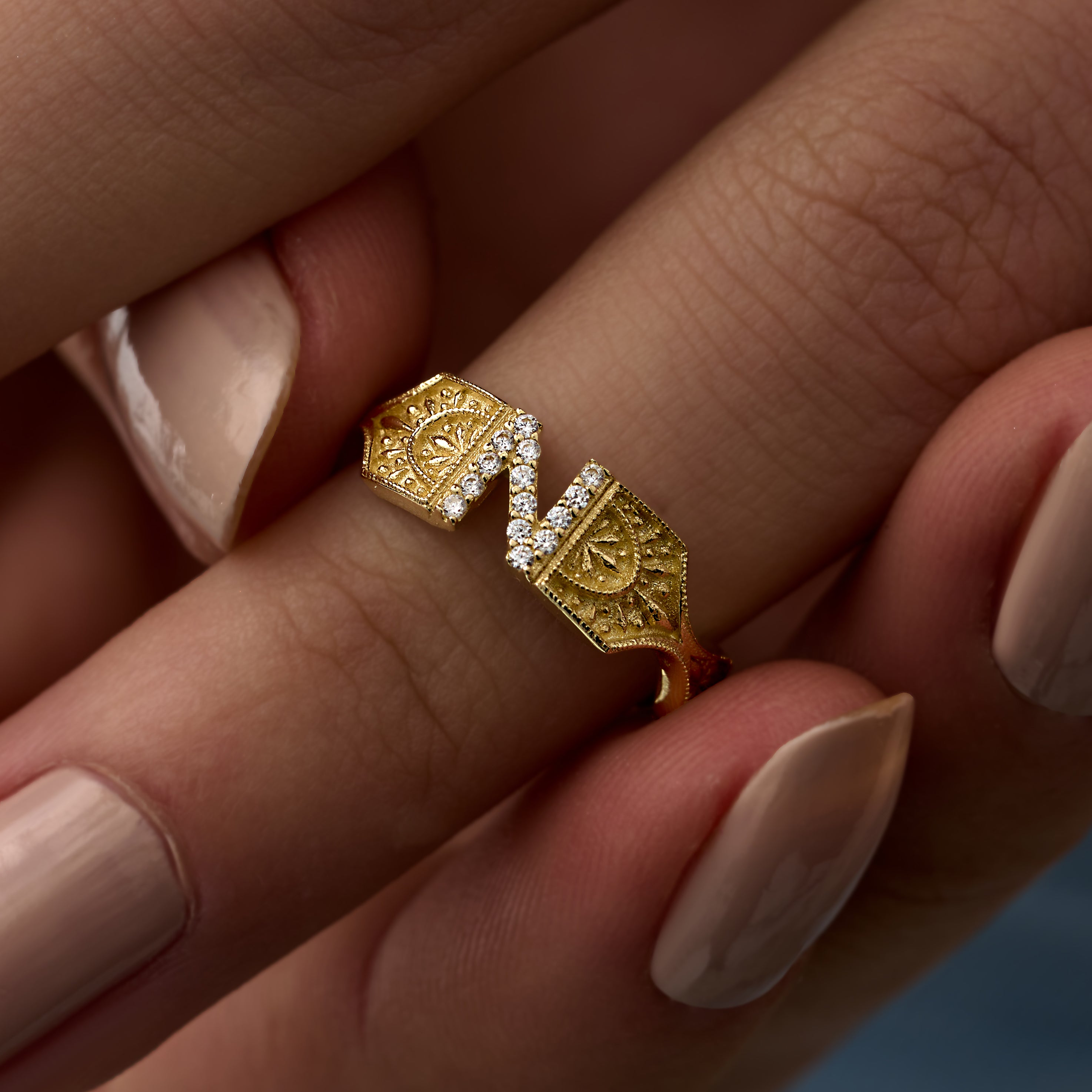 14 Ayar Vintage N Harf Pırlanta Yüzük RG044 | altın | Ronaff Pırlanta | Tektaş Yüzük, Pırlanta Yüzük, Kolye, Küpe