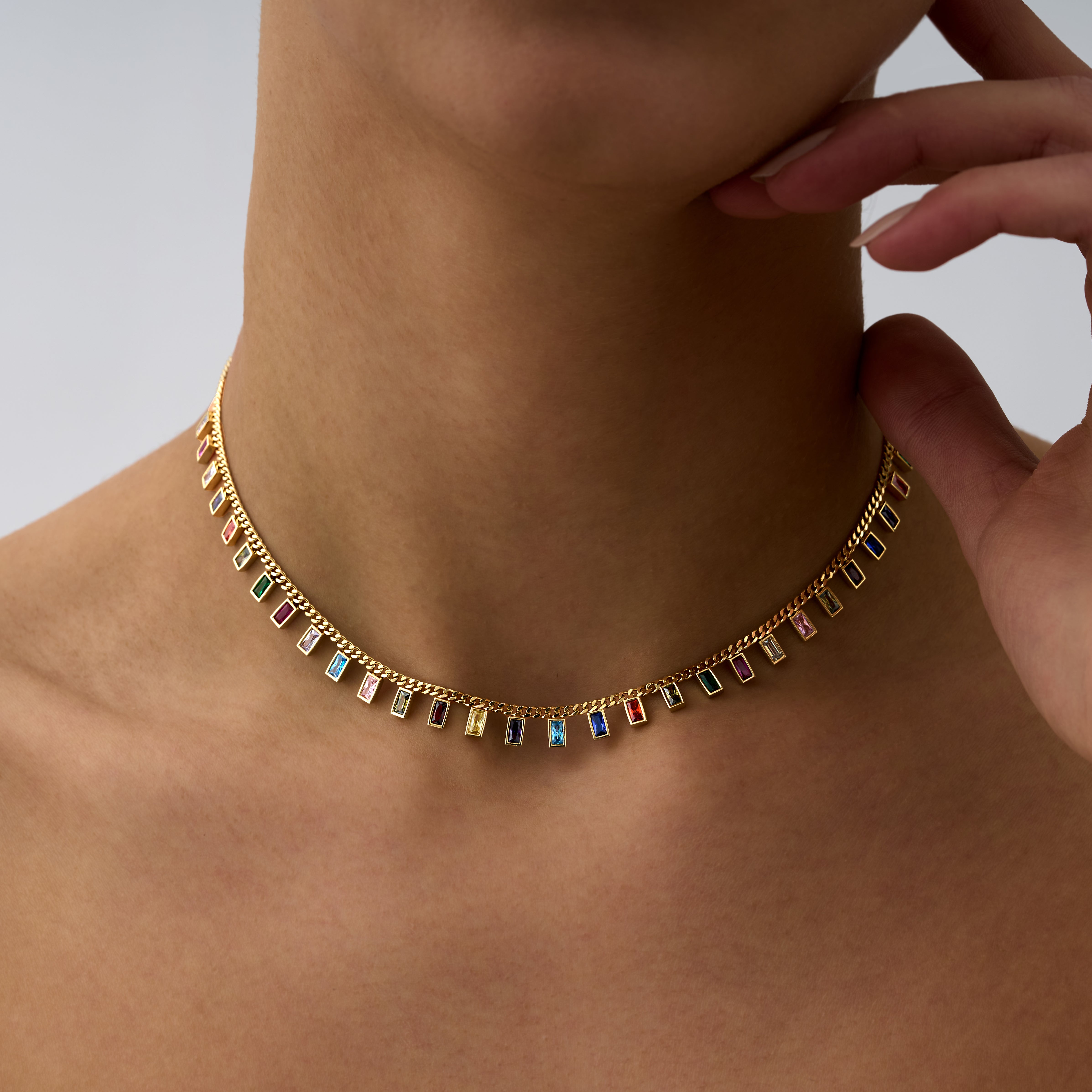 14 Ayar Altın Renkli Safir Dikdörtgen Taşlı Choker Kolye RG043 | altın | Ronaff Pırlanta | Tektaş Yüzük, Pırlanta Yüzük, Kolye, Küpe