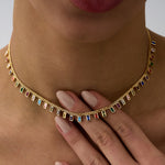 14 Ayar Altın Renkli Safir Dikdörtgen Taşlı Choker Kolye RG043 | altın | Ronaff Pırlanta | Tektaş Yüzük, Pırlanta Yüzük, Kolye, Küpe