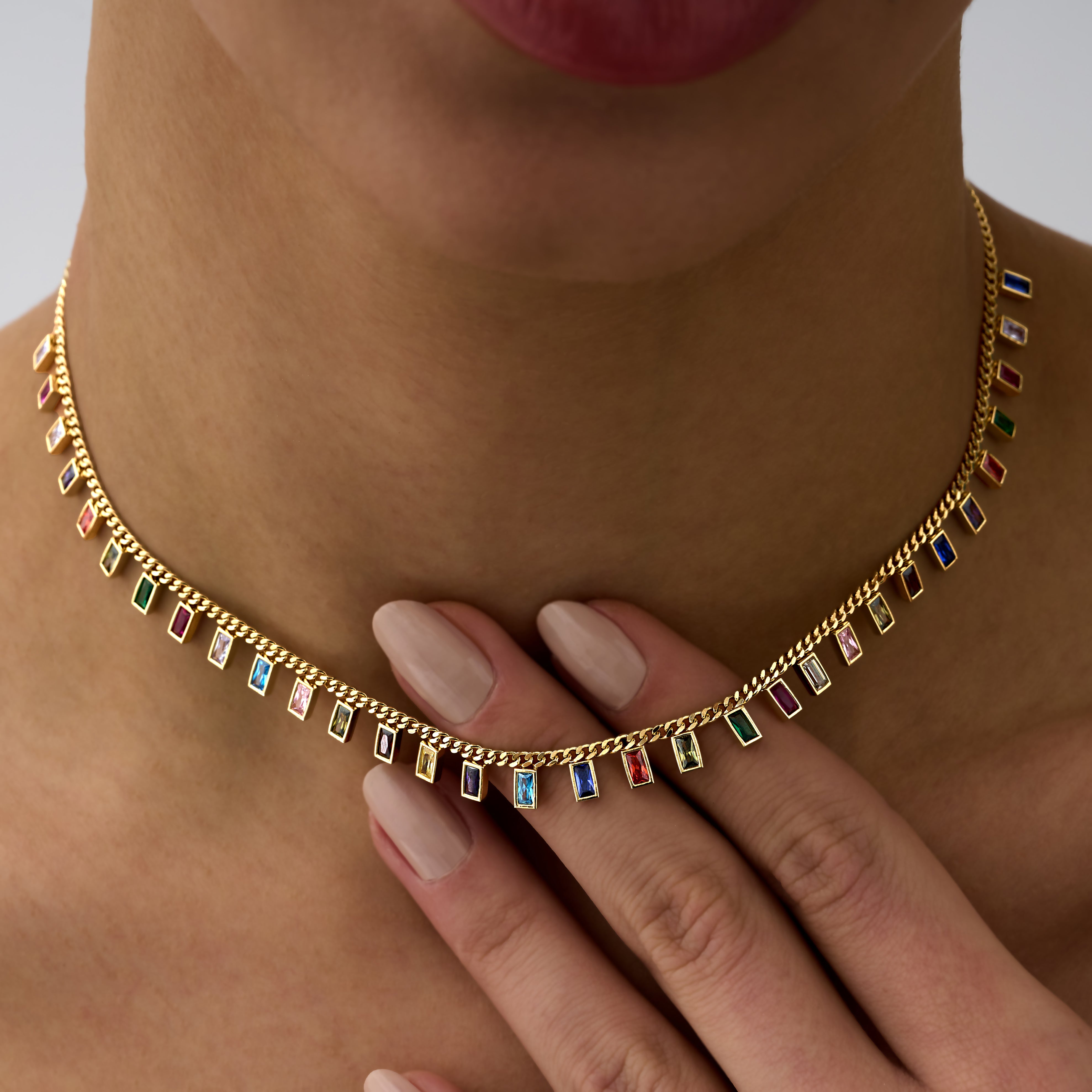 14 Ayar Altın Renkli Safir Dikdörtgen Taşlı Choker Kolye RG043 | altın | Ronaff Pırlanta | Tektaş Yüzük, Pırlanta Yüzük, Kolye, Küpe