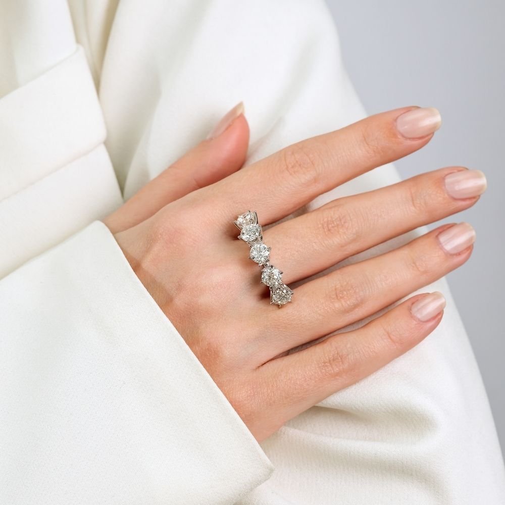 4.00 Carat Diamond Five-Stone Klasik Solitaire Ring-RNF1343