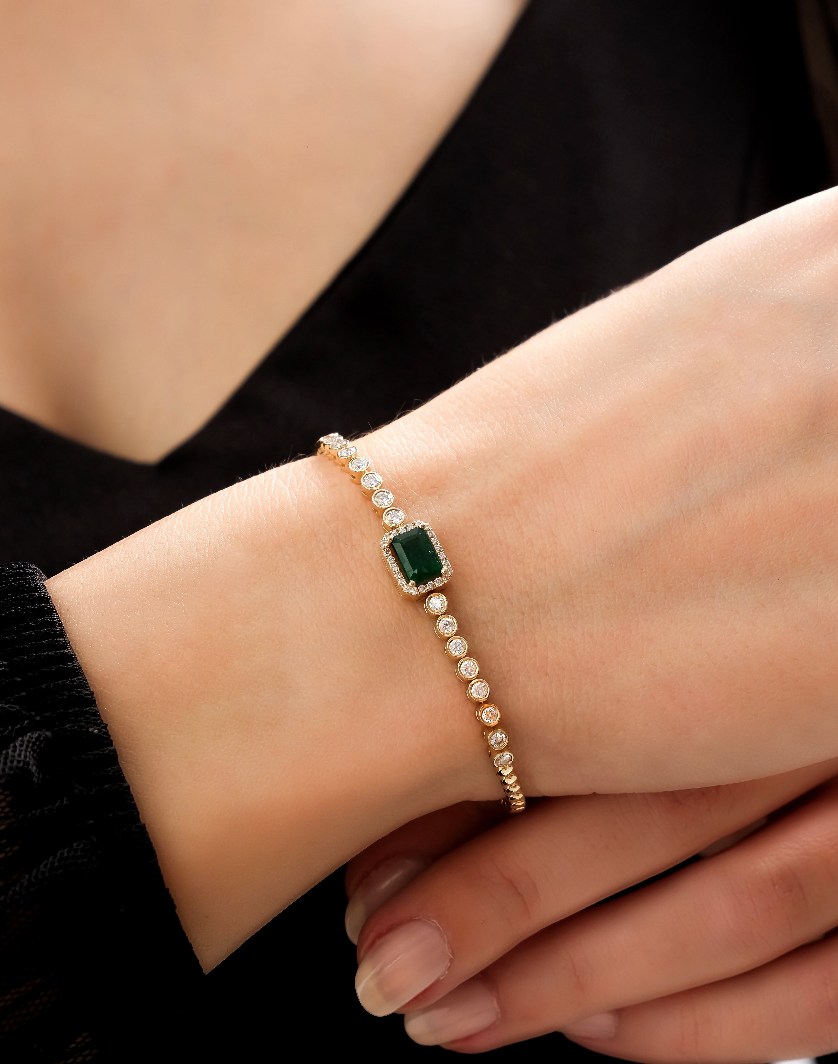 3.00 ct Zümrüt Pırlantalı Özel Tasarım Bileklik - RNF0676 | Pırlanta Bileklik | Ronaff Pırlanta | Tektaş Yüzük, Pırlanta Yüzük, Kolye, Küpe