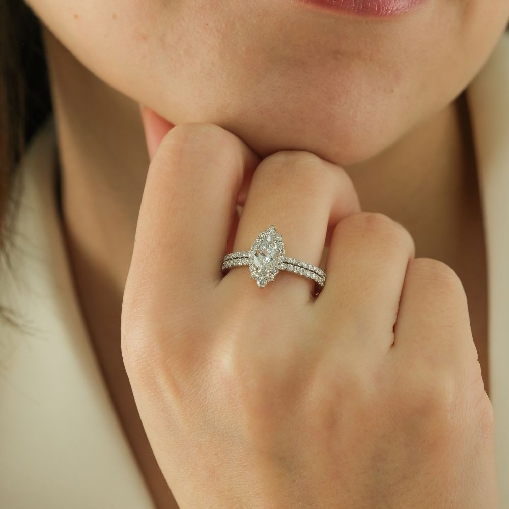 0.50 Carat Oval 0.32 Carat Round Solitaire Diamond Ring-RNF1344
