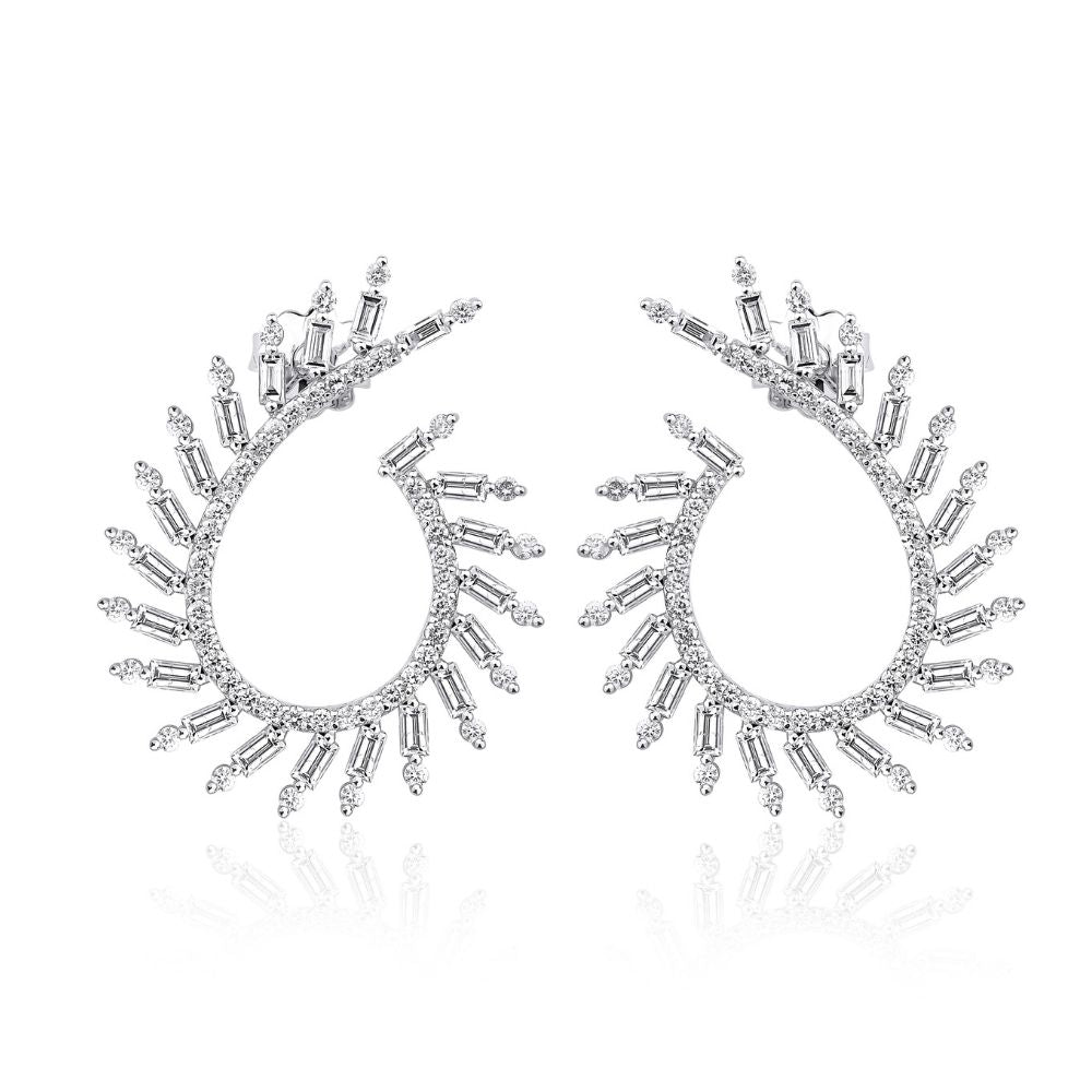 1.42 Karat Baget & 0.25 Karat Yuvarlak Pırlanta Tasarım Küpe-RNF1367 | Pırlanta Küpe | Ronaff Pırlanta | Tektaş Yüzük, Pırlanta Yüzük, Kolye, Küpe