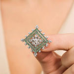 1.00 Karat Naturel Zümrüt & 0.70 Karat Pırlanta Özel Tasarım Broş-RNF1353 | Broş | Ronaff Pırlanta | Tektaş Yüzük, Pırlanta Yüzük, Kolye, Küpe