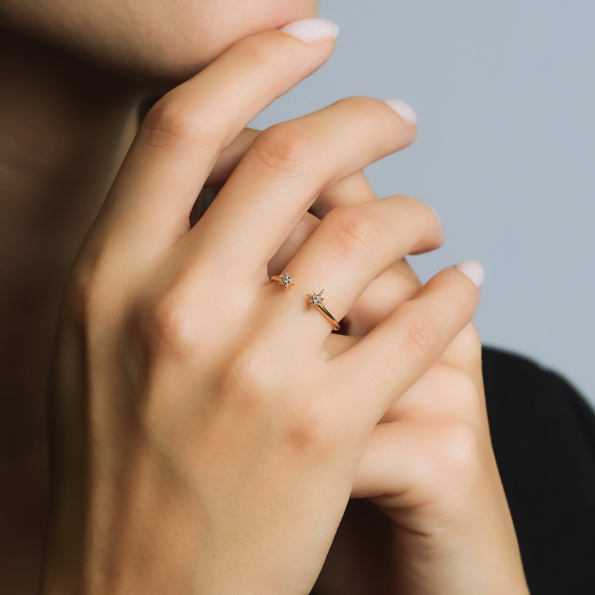 0.04 Karat Pırlantalı Yıldızlı Mini Yüzük - RNF0304 | Tektaş Pırlanta | Ronaff Pırlanta | Tektaş Yüzük, Pırlanta Yüzük, Kolye, Küpe