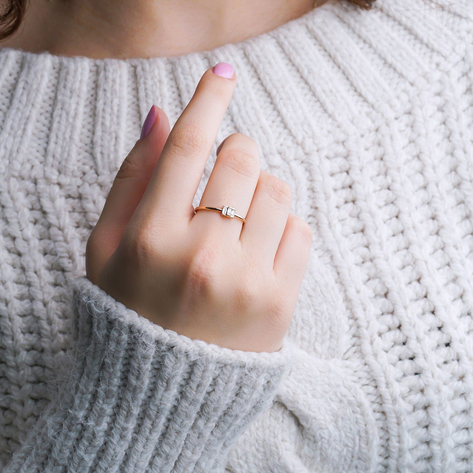 0.15 Karat Baget Pırlantalı Mini Yüzük - RNF0291 | Tektaş Pırlanta | Ronaff Pırlanta | Tektaş Yüzük, Pırlanta Yüzük, Kolye, Küpe